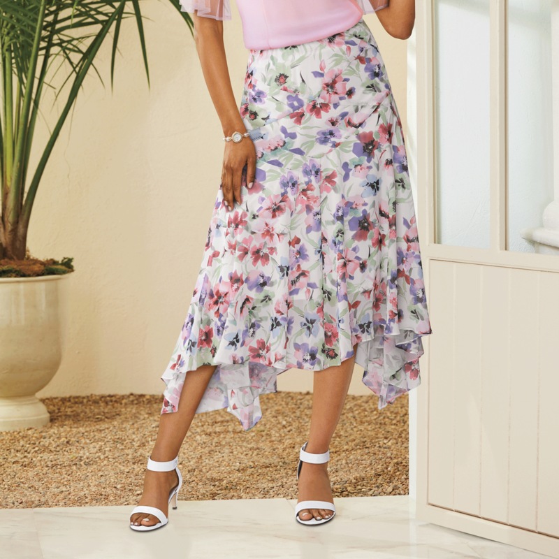 Adrian Abstract Flower Skirt - MIDNIGHT VELVET CATALOG