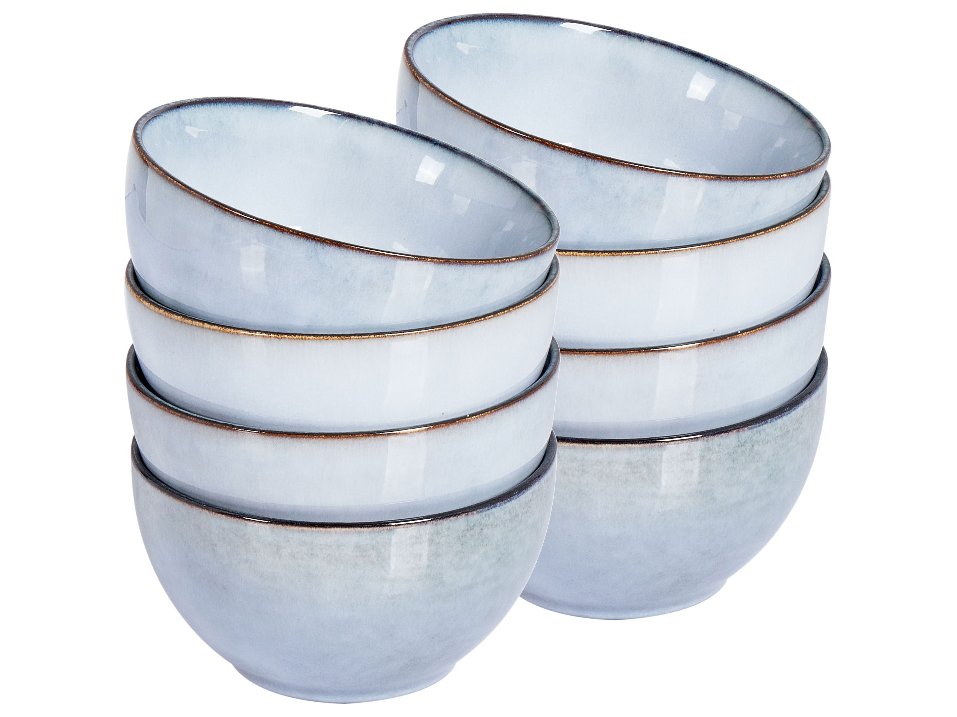 Set of 8 Bowls JUNIPER Stoneware Light Blue