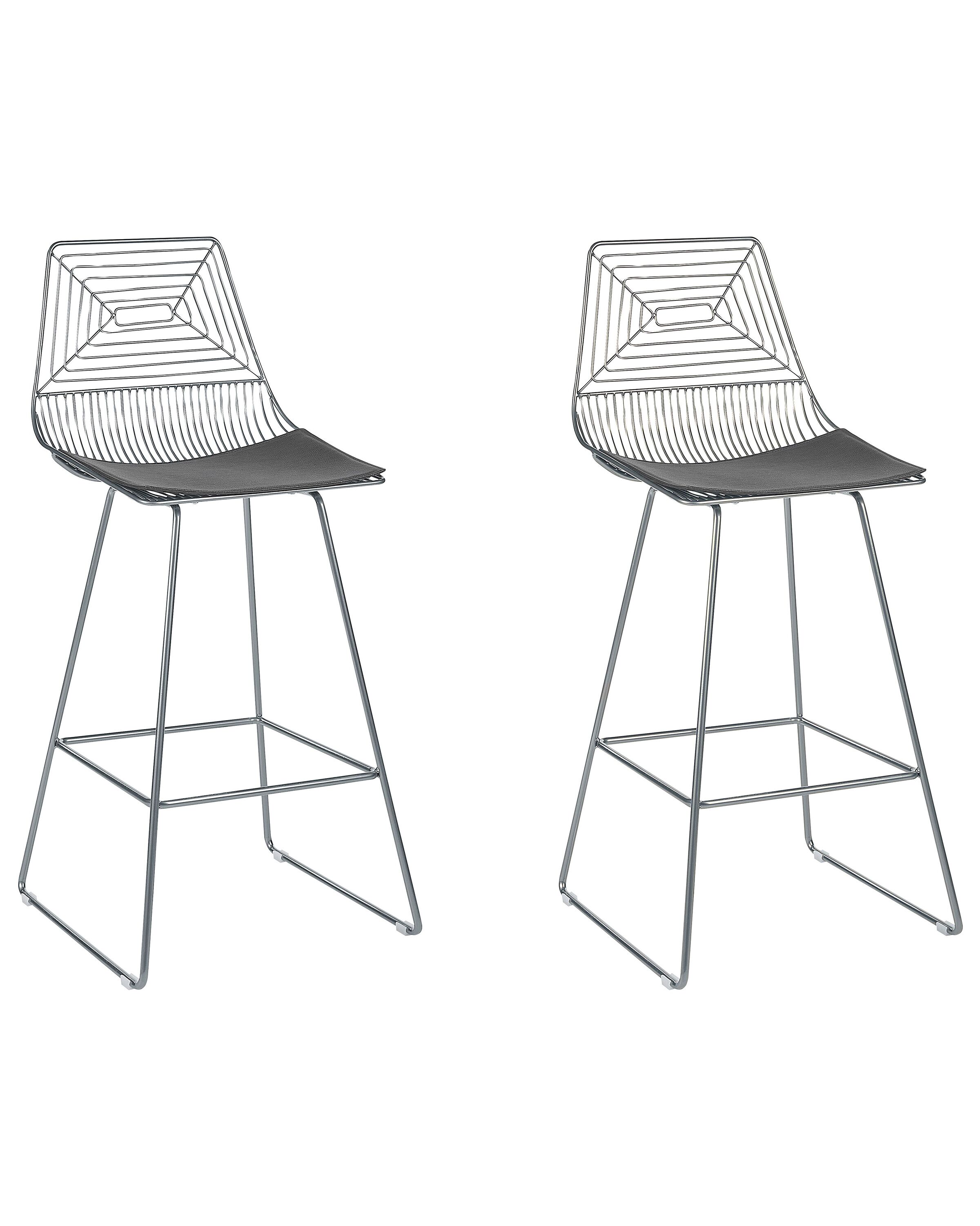 Set of 2 Bar Chairs BISBEE Metal Silver