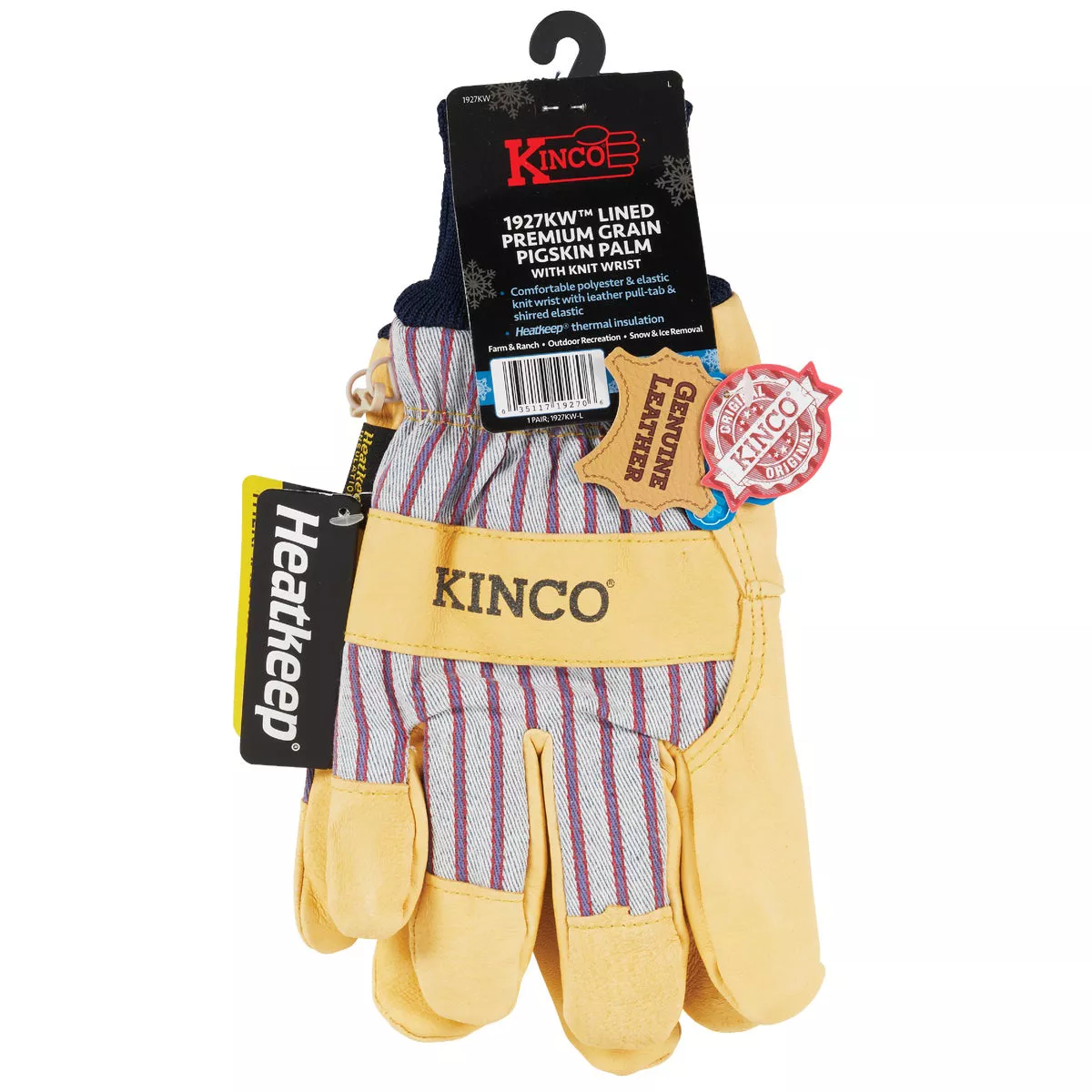 Kinco Otto Striped Men's Large Pigskin Leather Palm Thermal Insulated Work Glove
