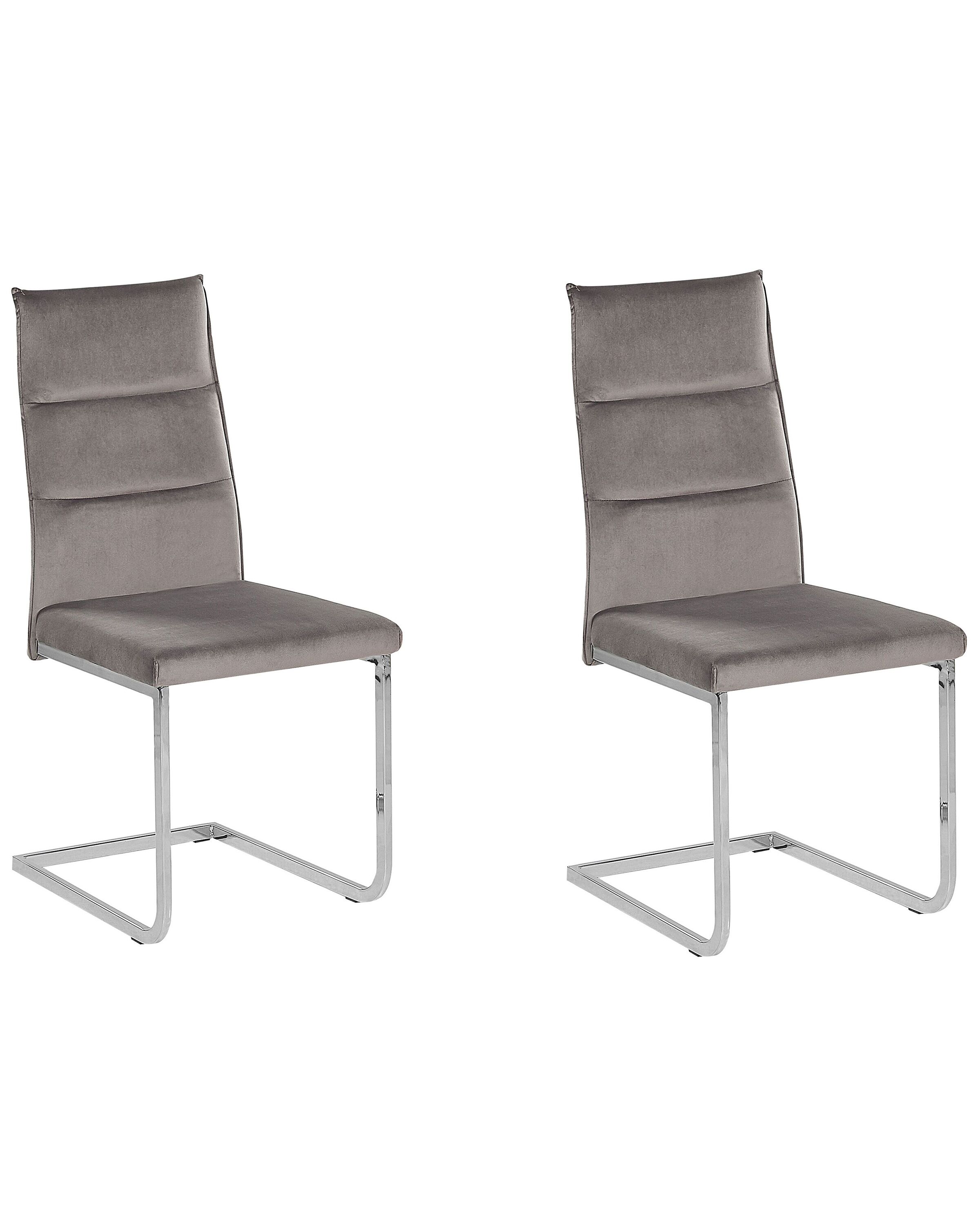 Set of 2 Dining Chairs ROCKFORD Velvet Grey
