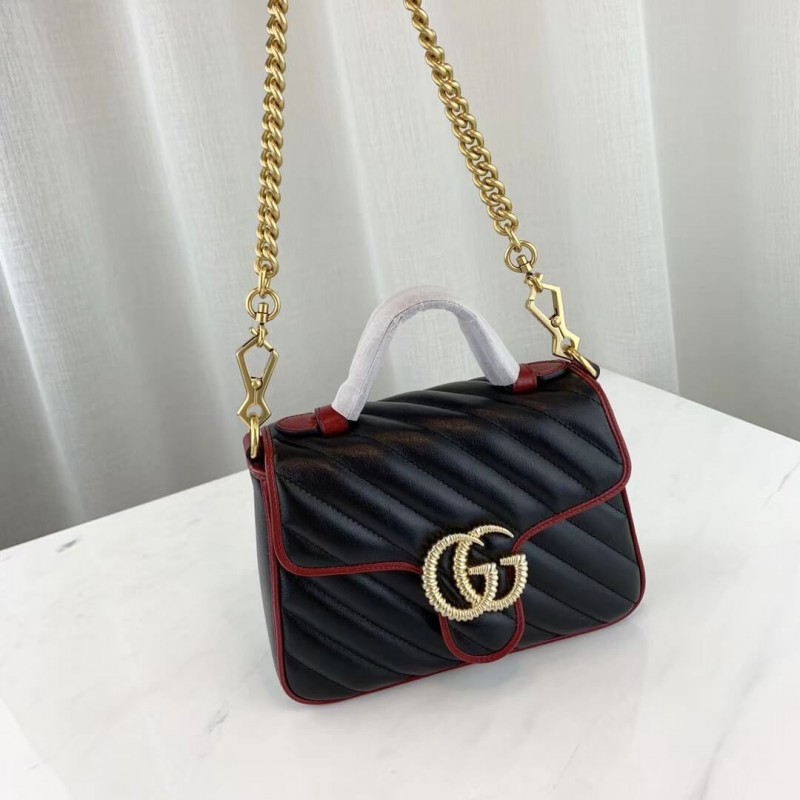 Replica Gucci Gg Marmont Mini Top Handle Bag 583571 Black1:1High-quality replica