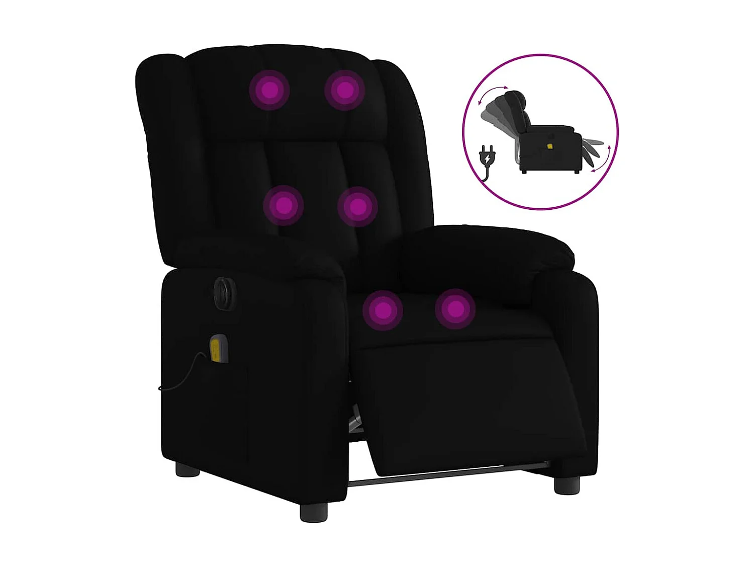 Fauteuil inclinable électrique-Fauteuil de massage de Salon noir similicuir SHL3556