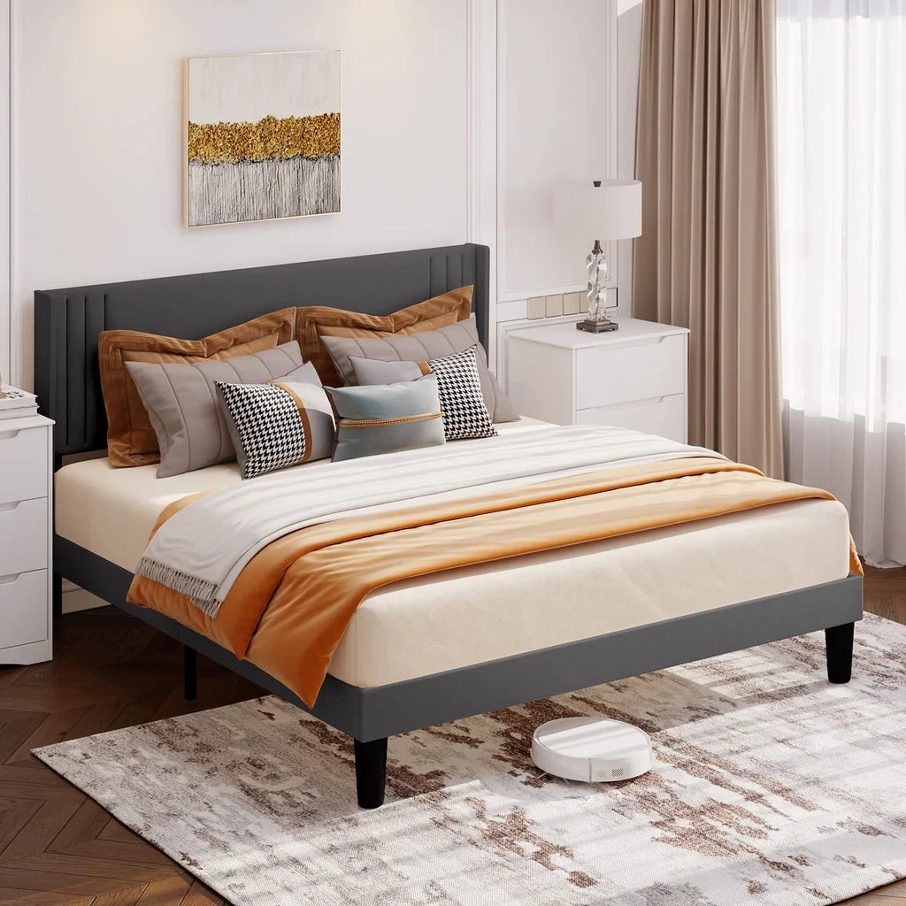 Aiho 4 Pieces Bedroom Furniture Set, Includes Queen Bed Frame, Nightstands Set of 2, Double Wide 6-Drawer Dresser - White - Image 13