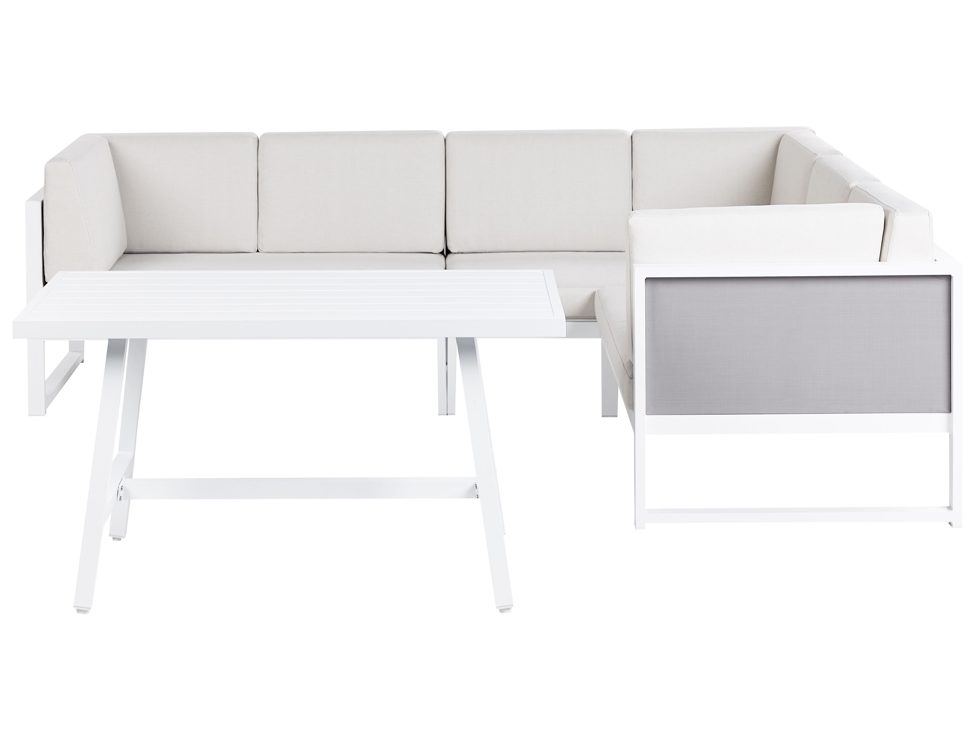 Garden Corner Sofa with Table 6 Seater CASTELLA/FRATTE Left Hand Metal Off-White