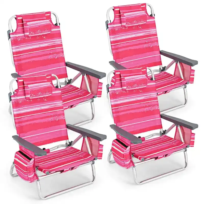 CraftPorch 4-Pack Folding Beach Chairs With 5-Position Recline - Image 9 CraftPorch 4-Pack Folding Beach Chairs With 5-Position Recline - Image 9