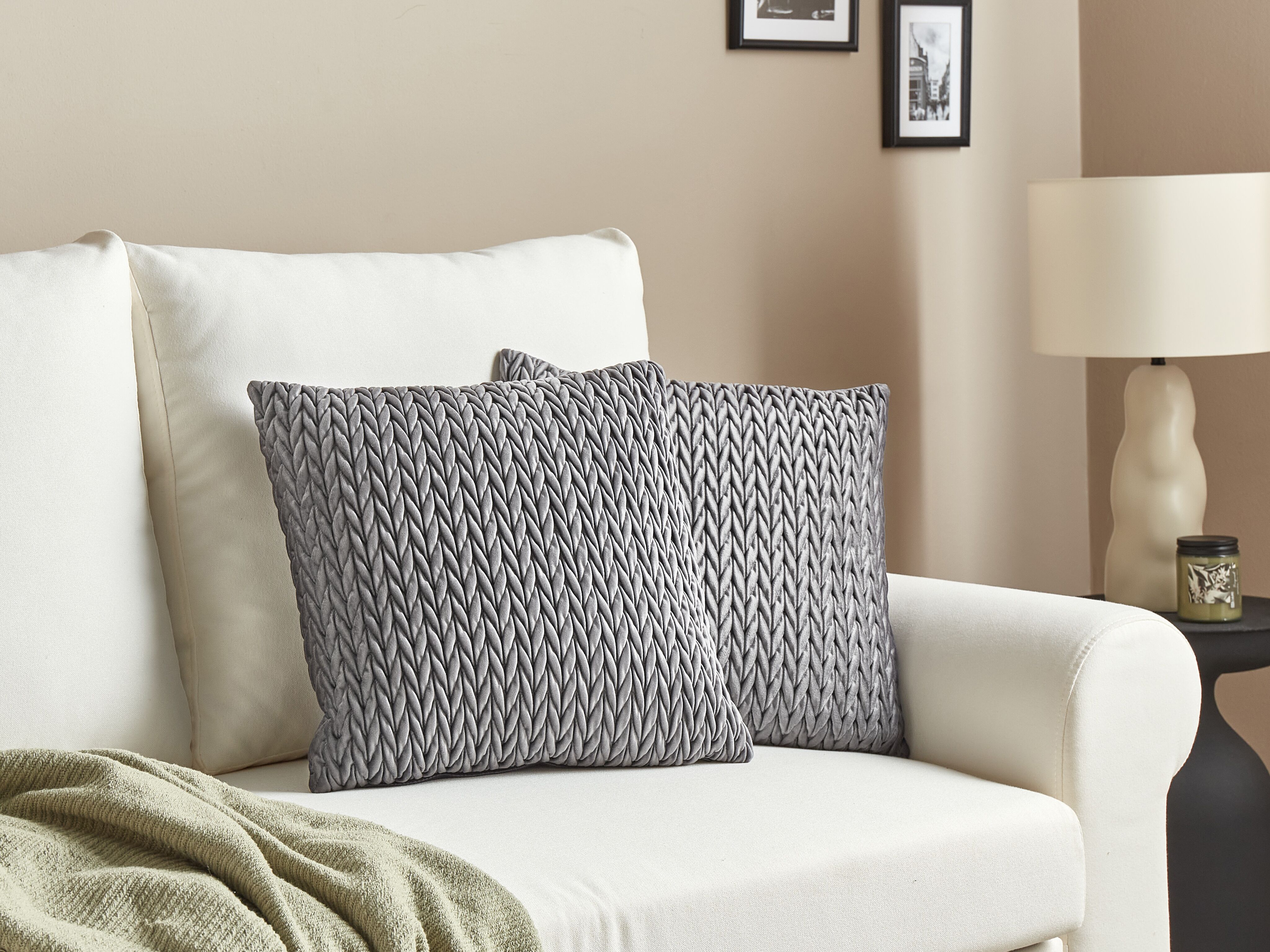 Set of 2 Decorative Cushions ECLIPTA 45 x 45 cm Grey Solid