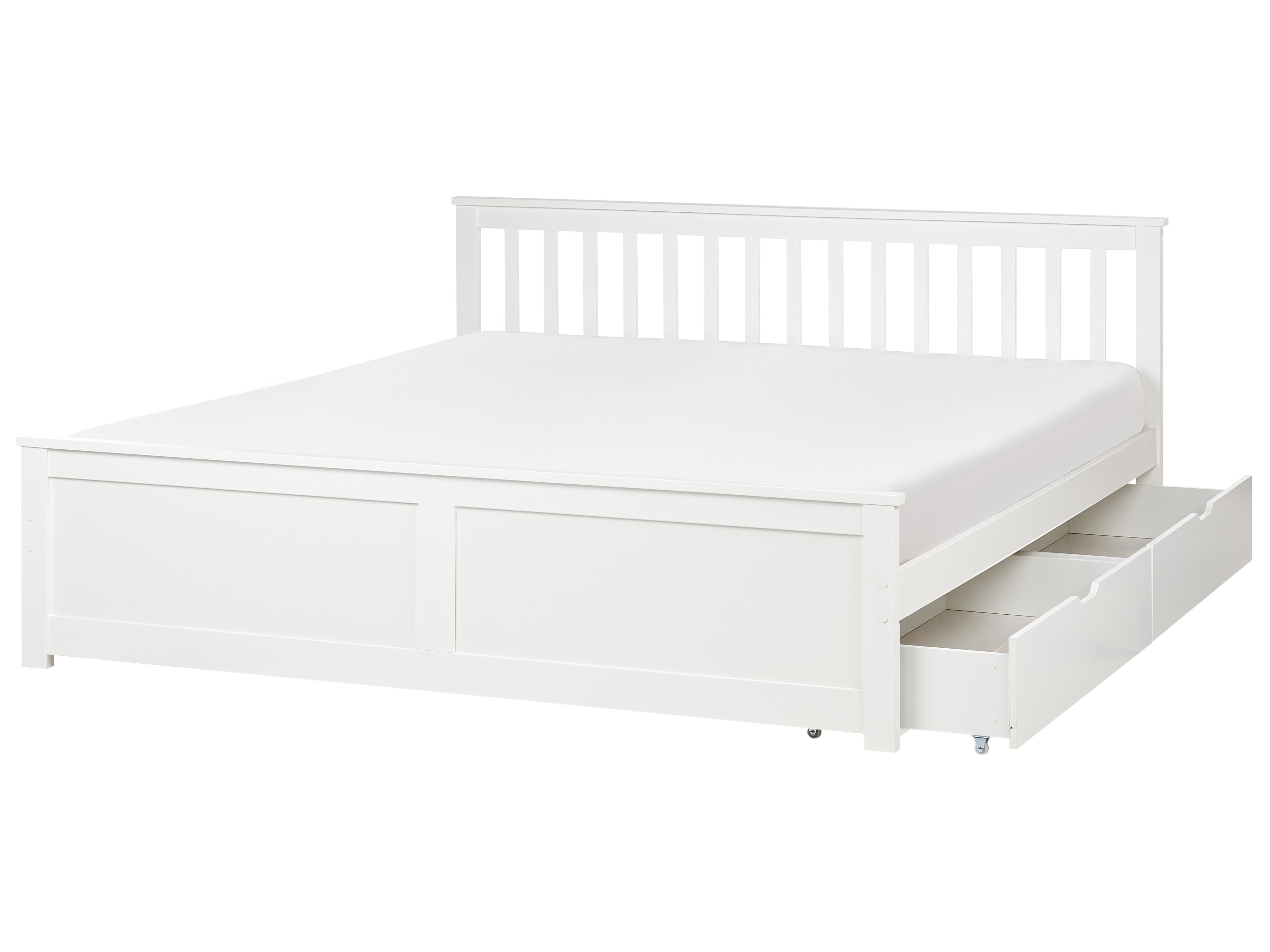 Bed with Storage Drawers Pine Wood OLENDON 180 x 200 cm (EU Super King) White