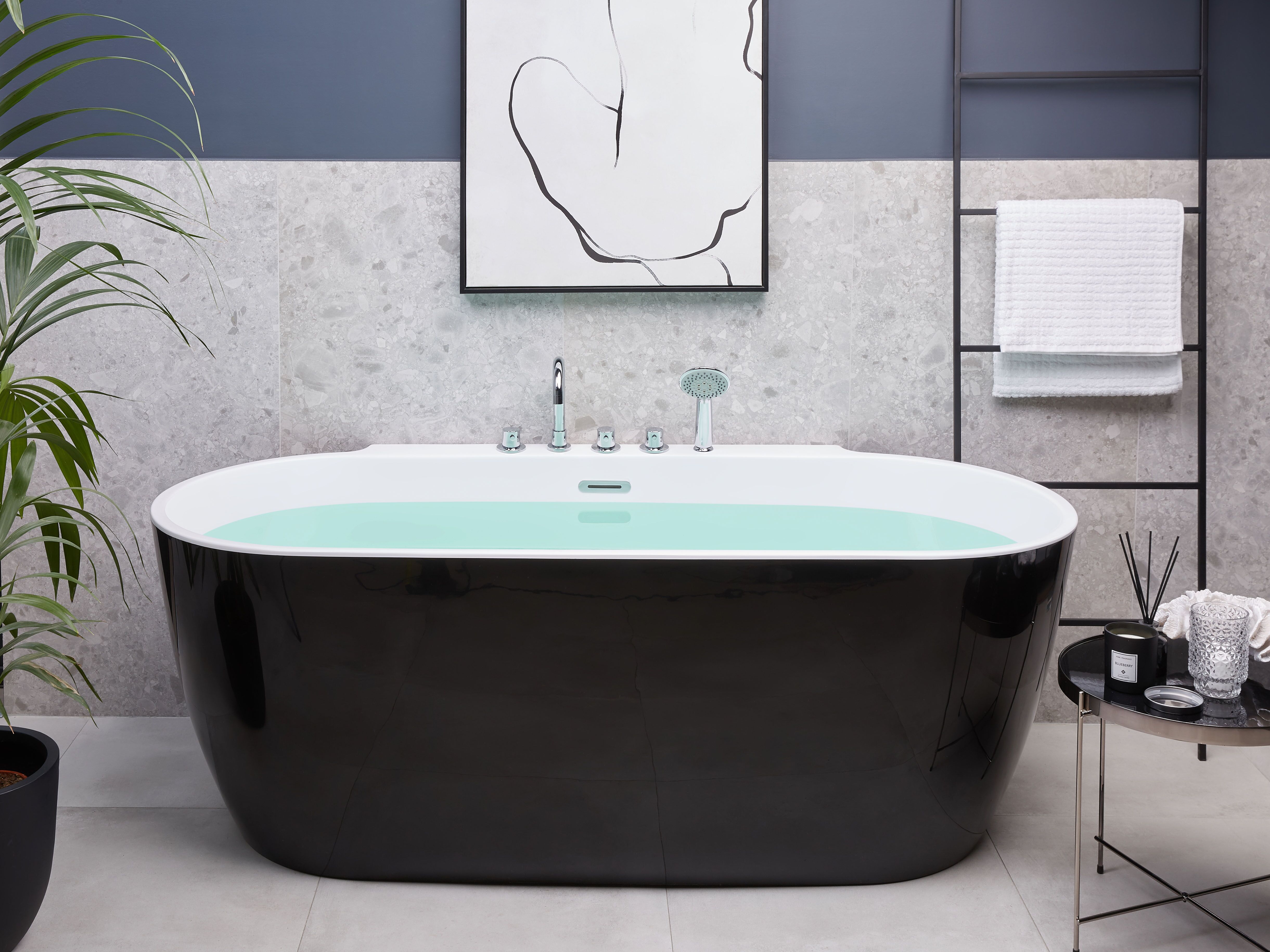 Freestanding Bathtub ROTSO 1700 x 800 mm Black/ White
