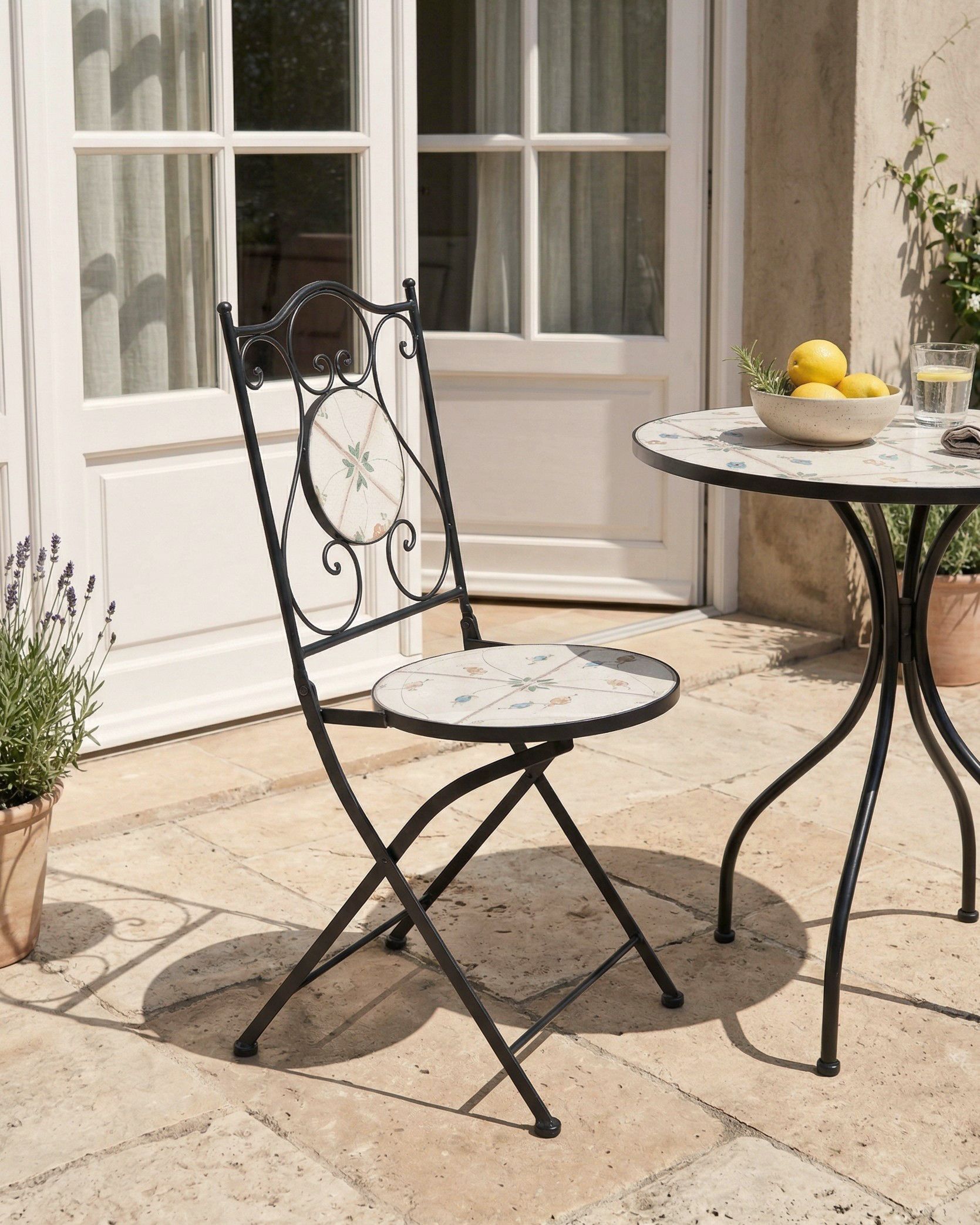 Set of 2 Garden Chairs CARONA Folding Metal Black