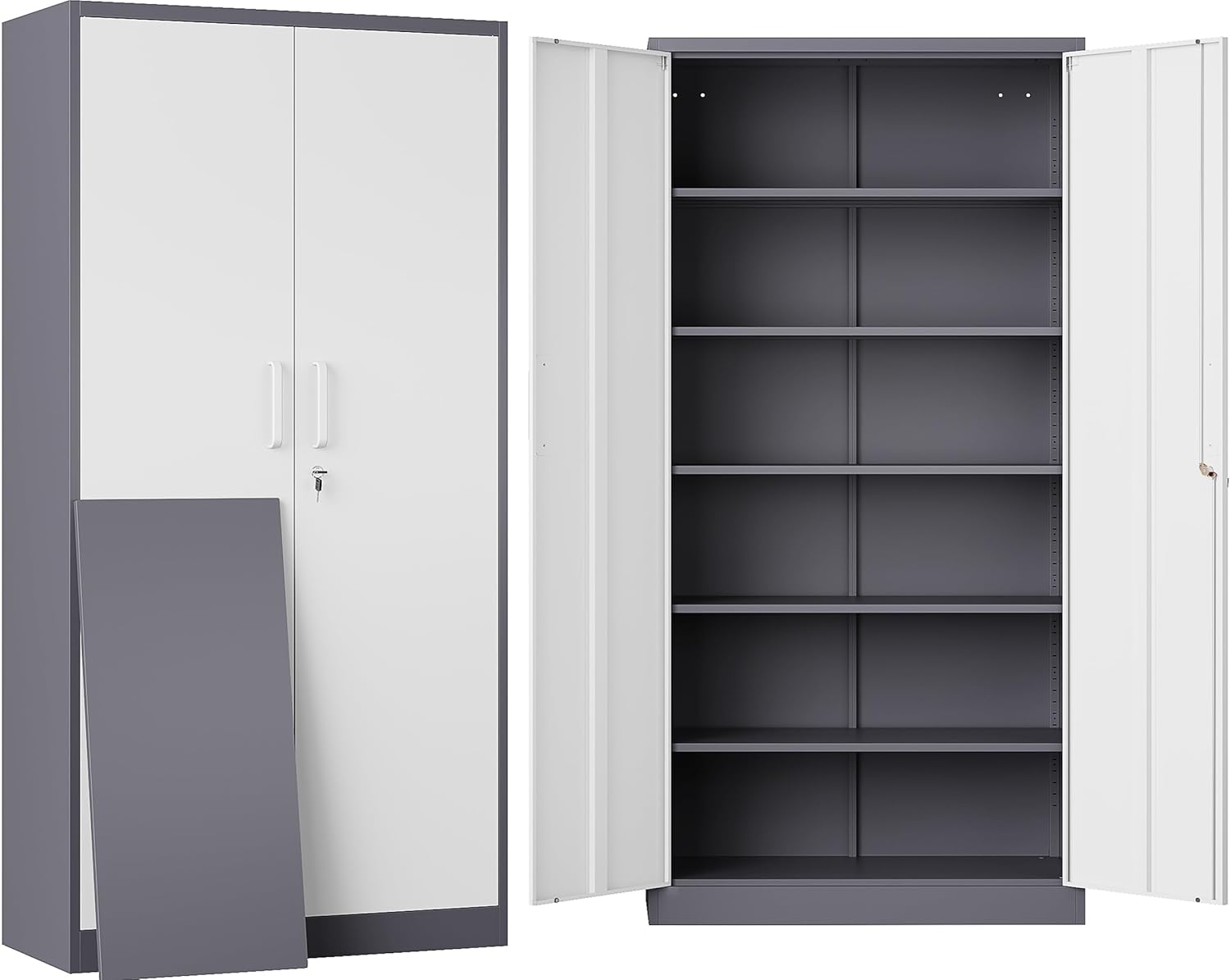 SISESOL 6 Tier Storage Cabinet with Doors and Shelves,71