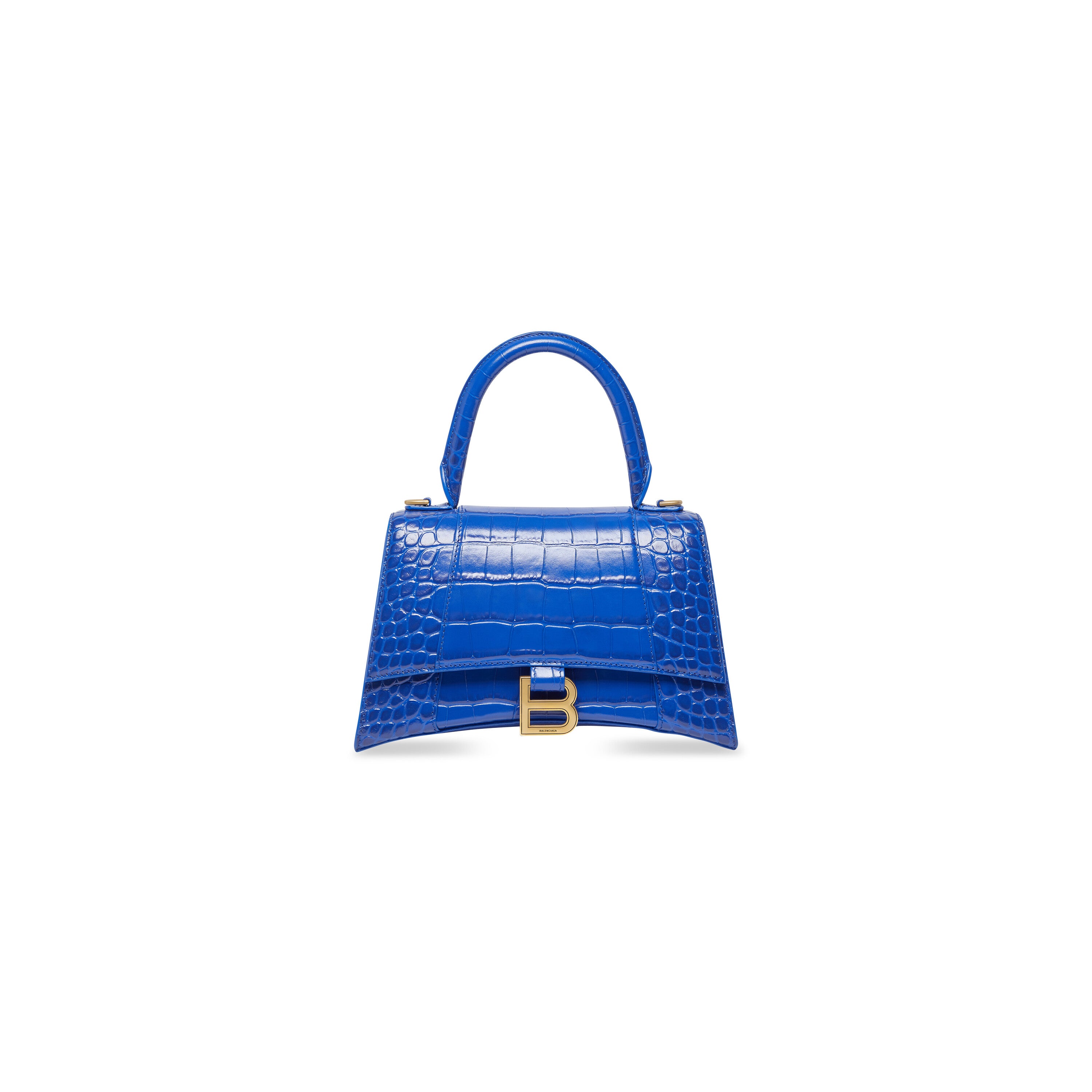 WOMEN'S HOURGLASS SMALL HANDBAG CROCODILE EMBOSSED IN ELECTRIC BLUE - Replicaclubs
