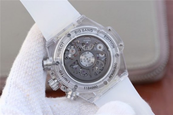 Replica Hublot Big Bang Unico Sapphire Plastic Case Skeleton Dial White Rubber Strap Jap Quartz - Top club