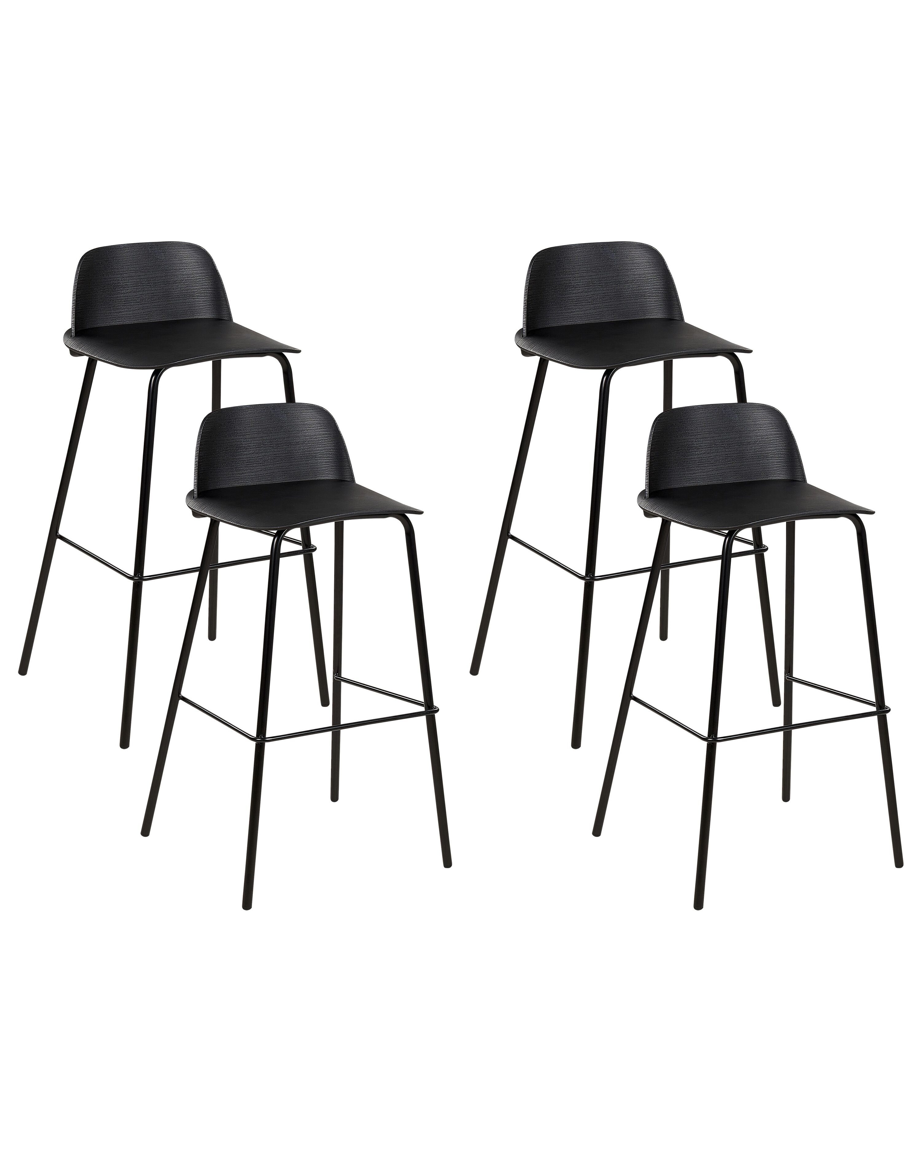 Set of 4 Bar Chairs MORA Black