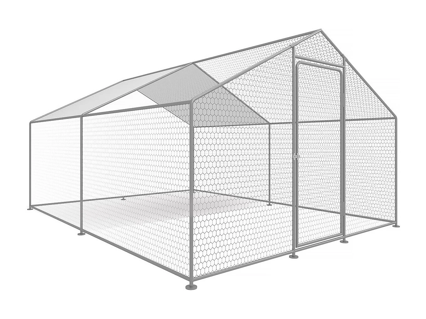 Enclos à poules 12 m² parc grillagé 4 x 3 x 2 M acier galvanisé