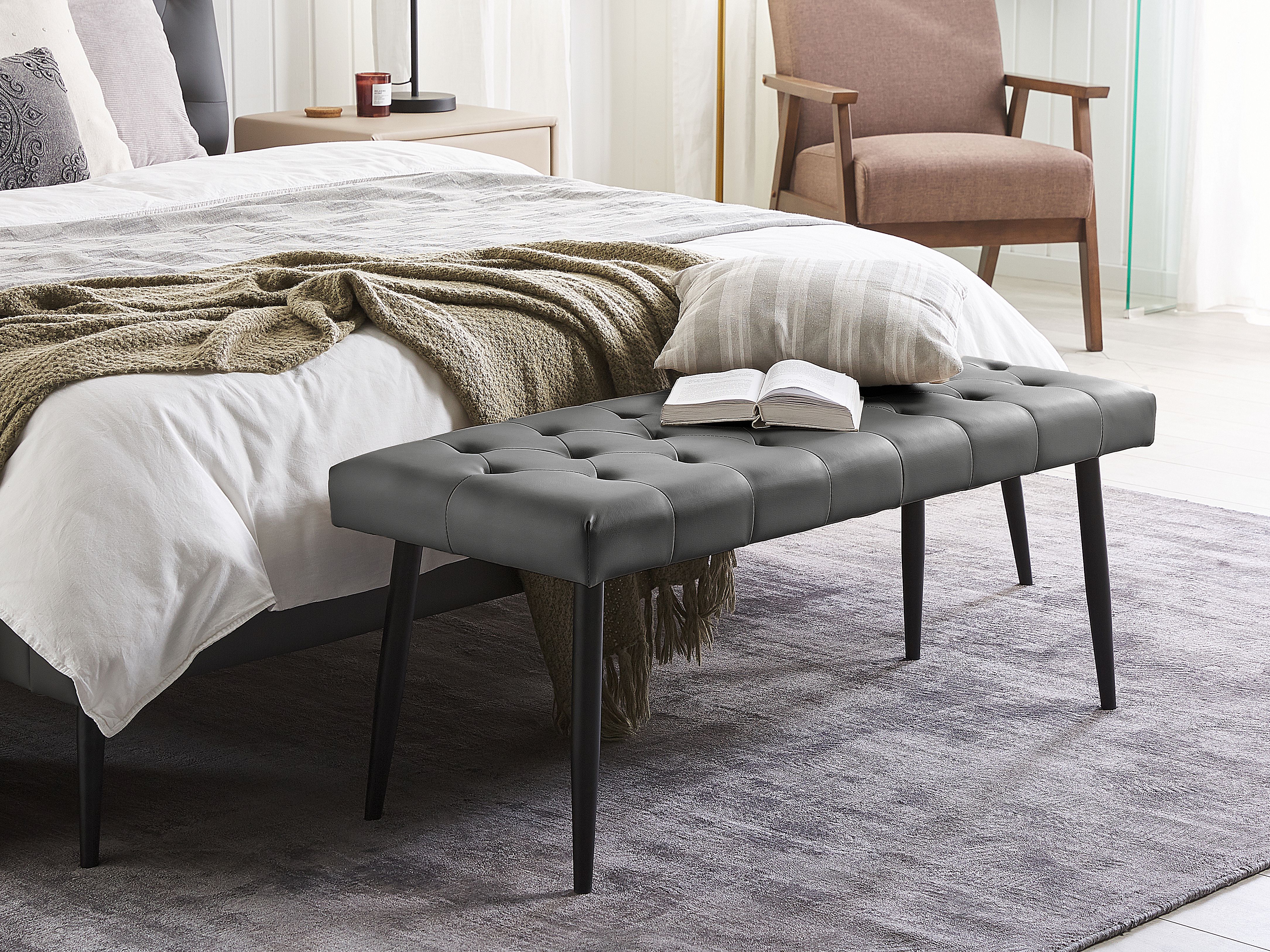 Upholstered Bench ESSONNE Faux Leather Grey