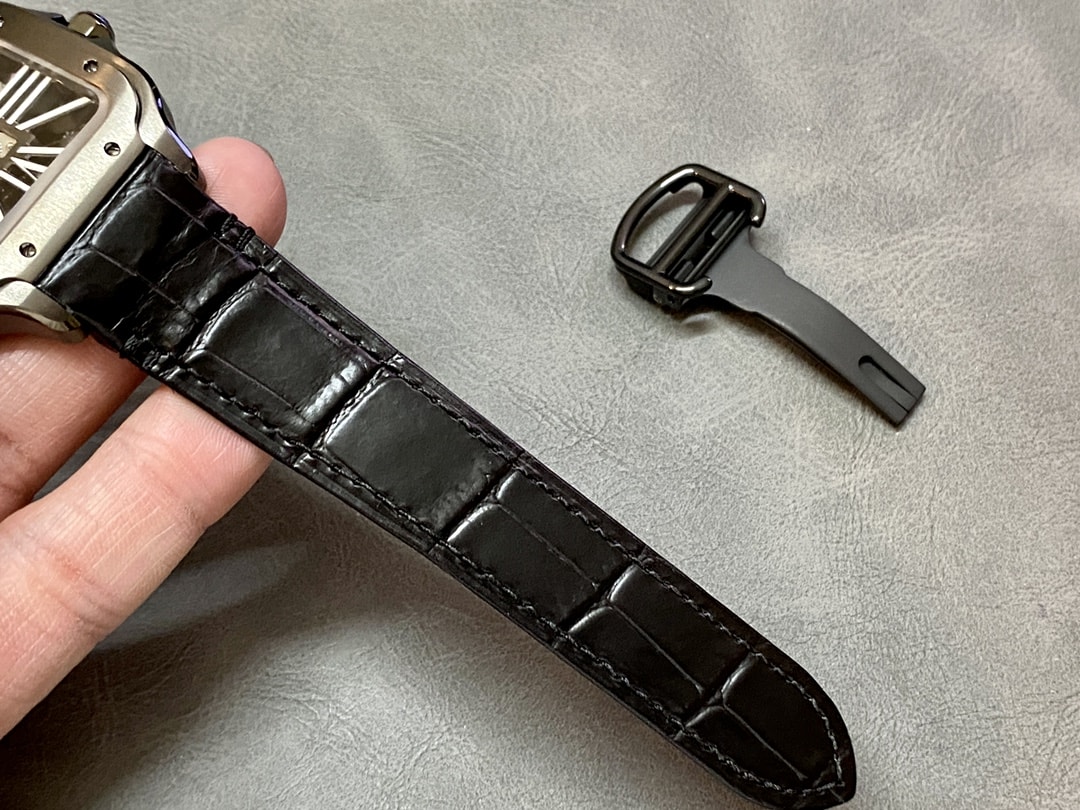 Fake Cartier watch Santos large model mechanical movement Black ADLC Steel Skeleton Dial WHSA0009 TWF(1:1 replica) - Top club