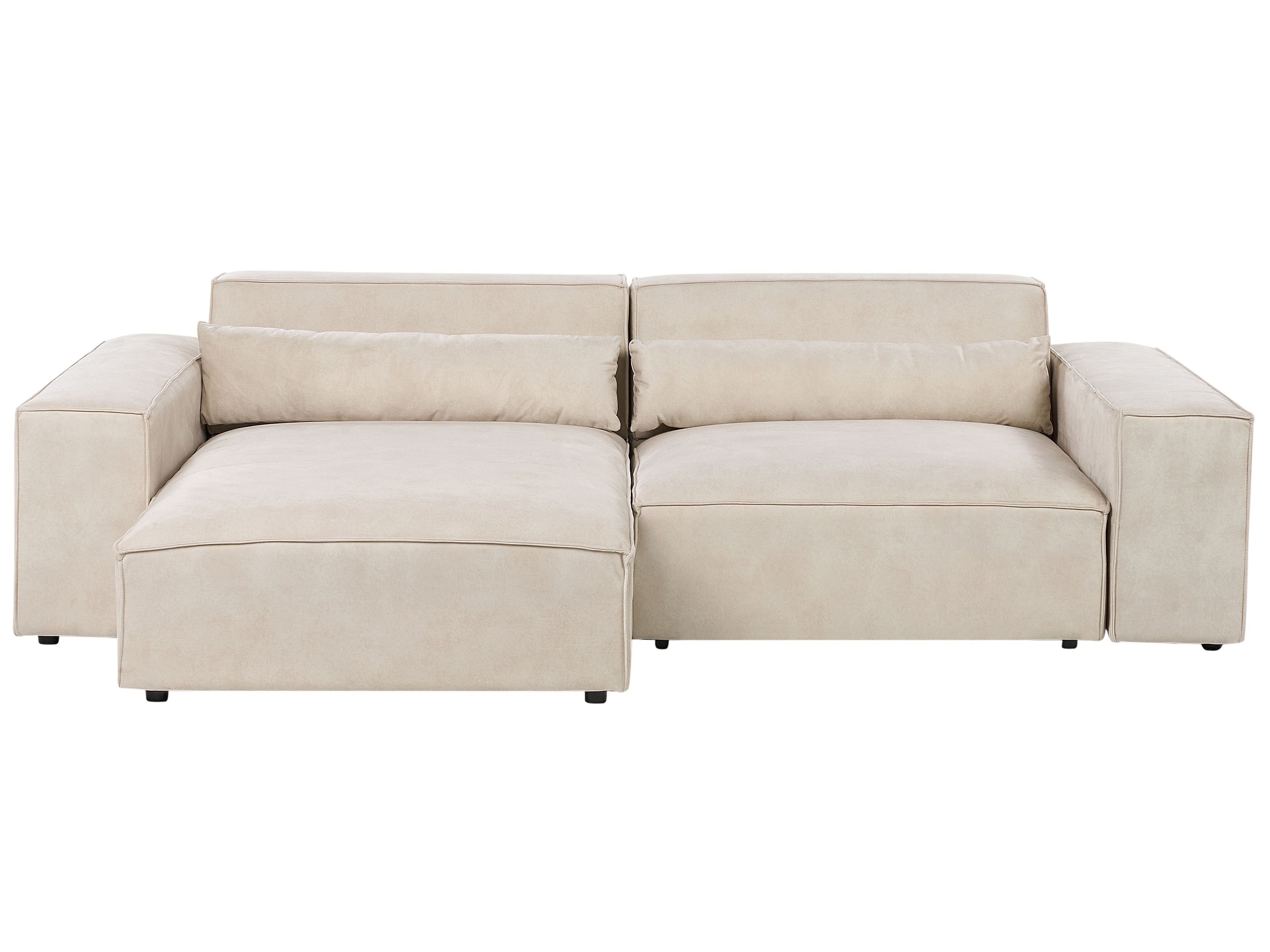 Modular Corner Sofa 3 Seater HELLNAR Velvet Light Beige Right Hand