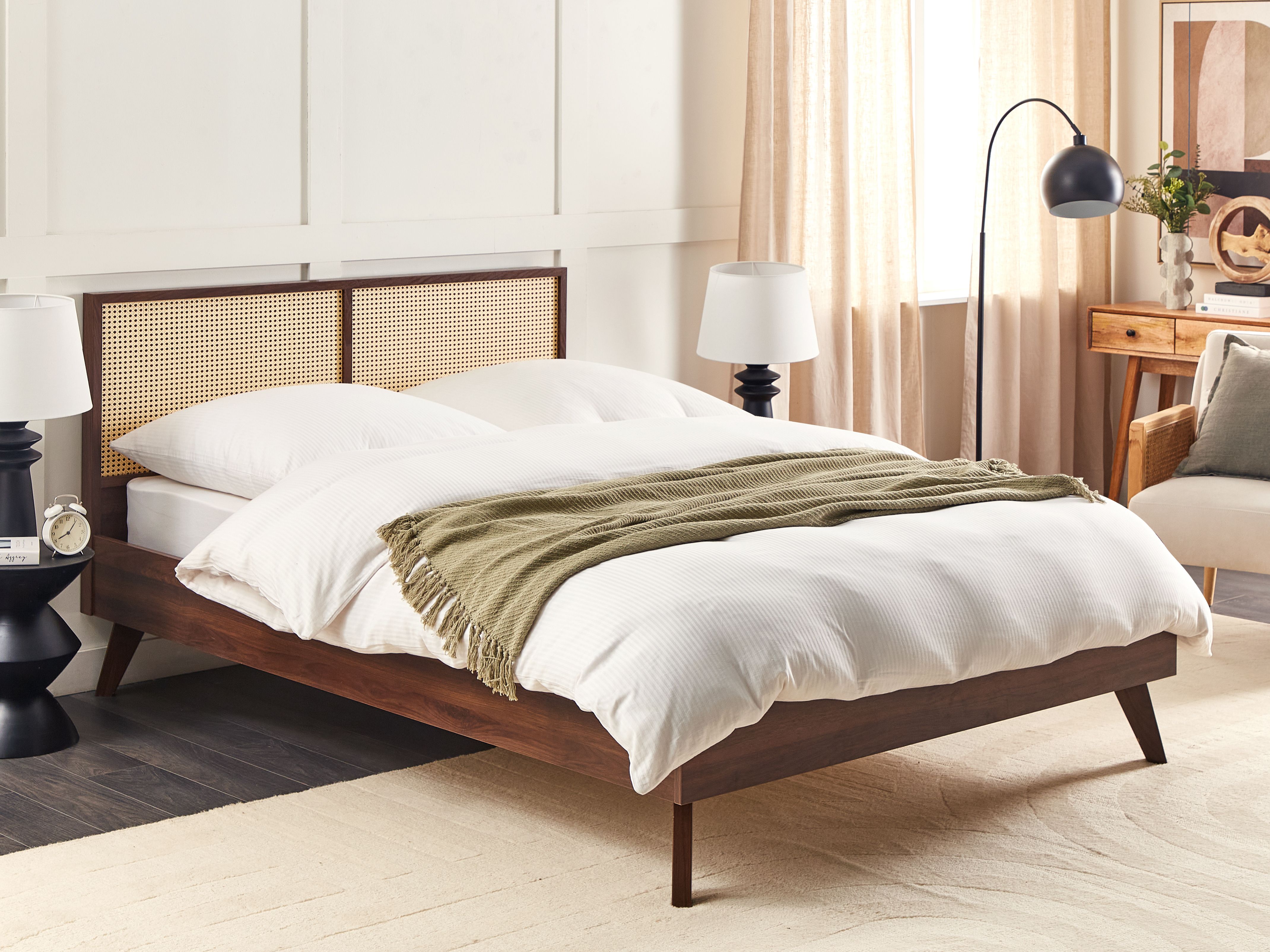 Bed Rattan MONPAZIER 160 x 200 cm (EU King Size) Dark Brown
