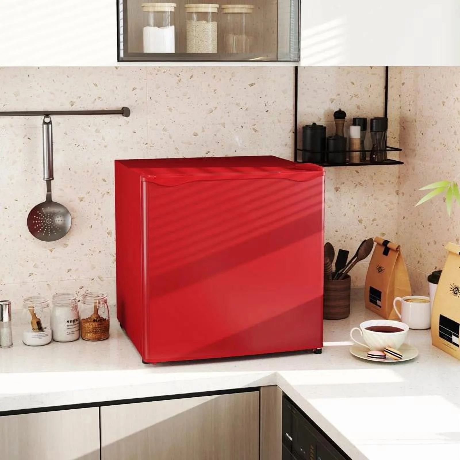 Resenkos 1.1 Cu.Ft Countertop Mini Freezer, Compact Upright Freezer with Removable Shelves, Red - Image 16
