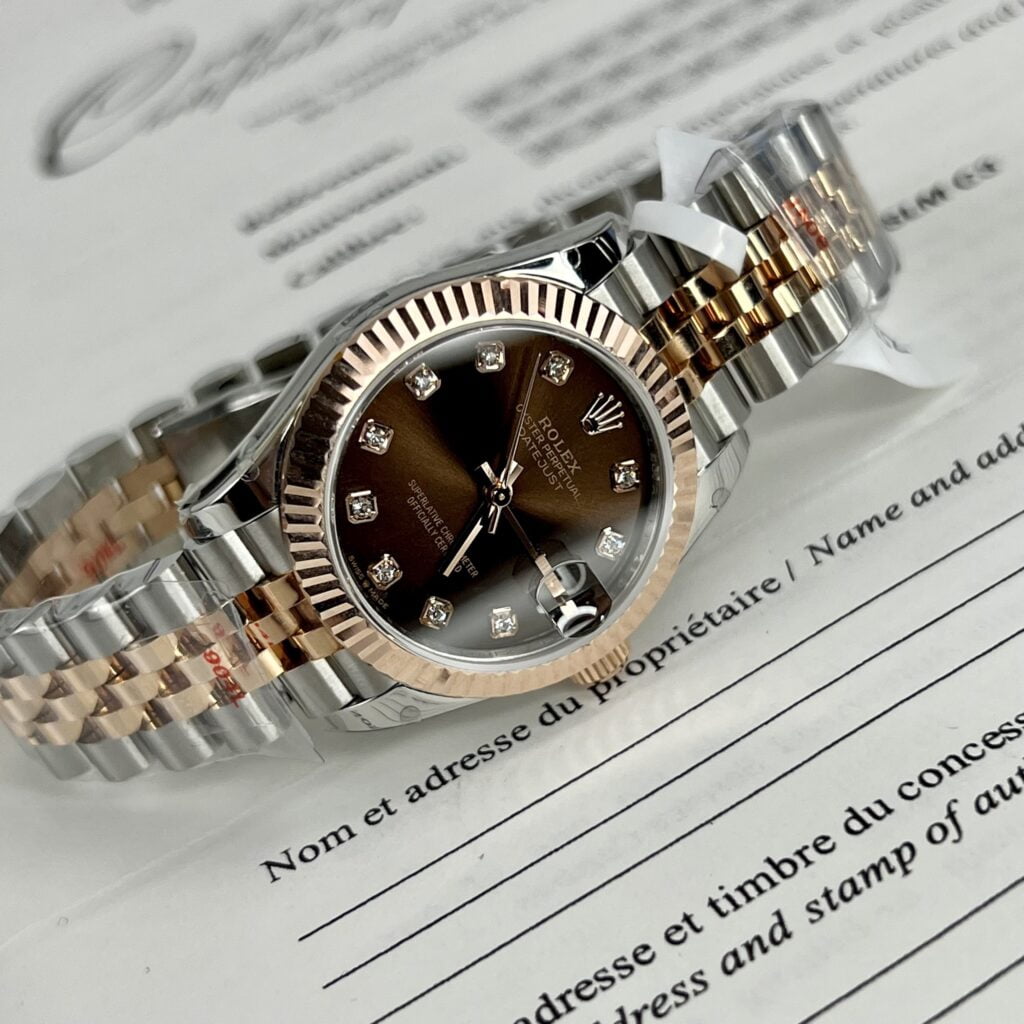 Rolex Replica 1:1 Watch DateJust Women s Genuine Gold Wrapped Brown Dial GM Factory 31mm - Elite Watch Atelier