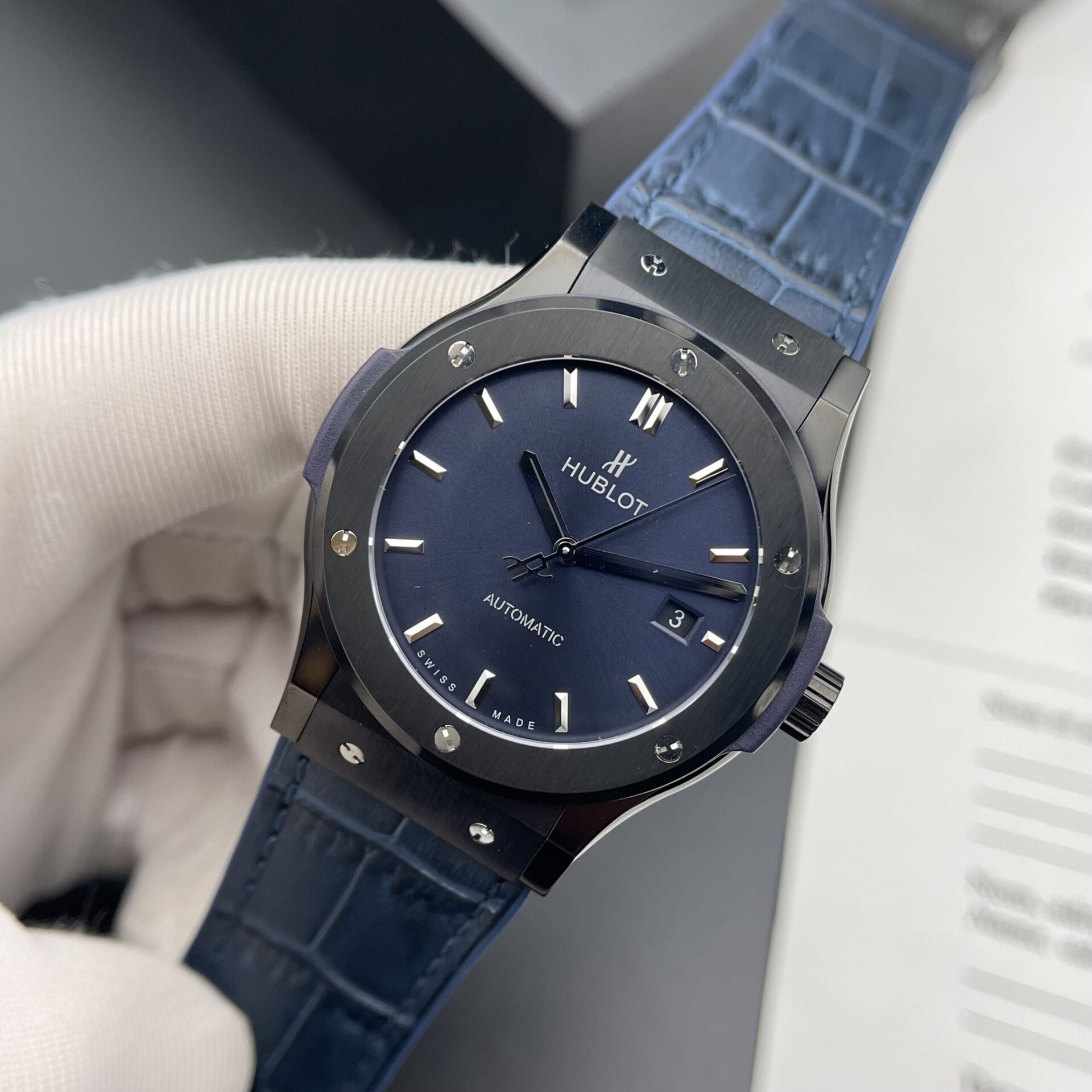 Hublot Fake Watches Classic Fusion Ceramic Blue Dial HB Factory 42mm - Top club