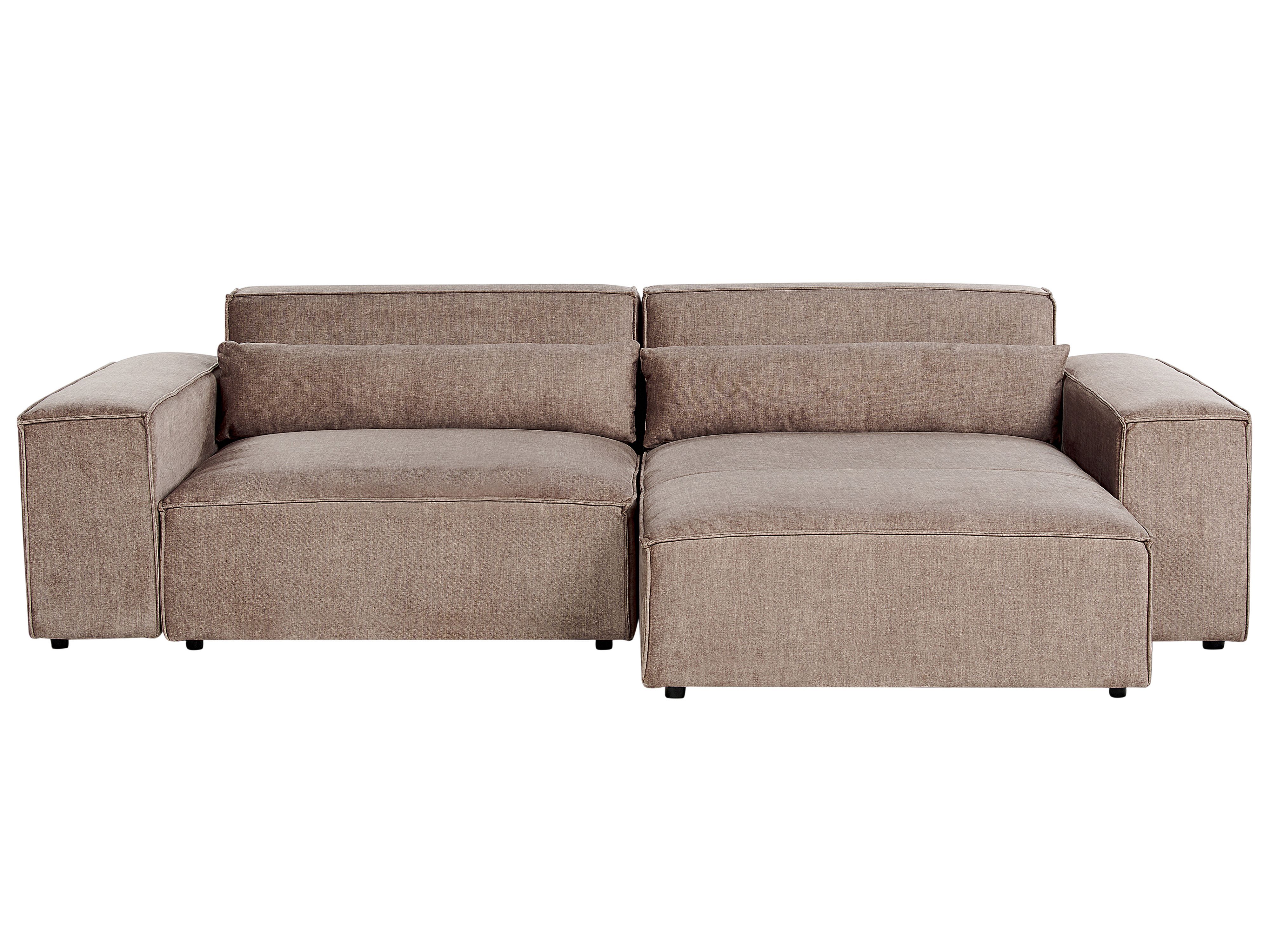 Modular Corner Sofa 3 Seater HELLNAR Fabric Light Brown Left Hand