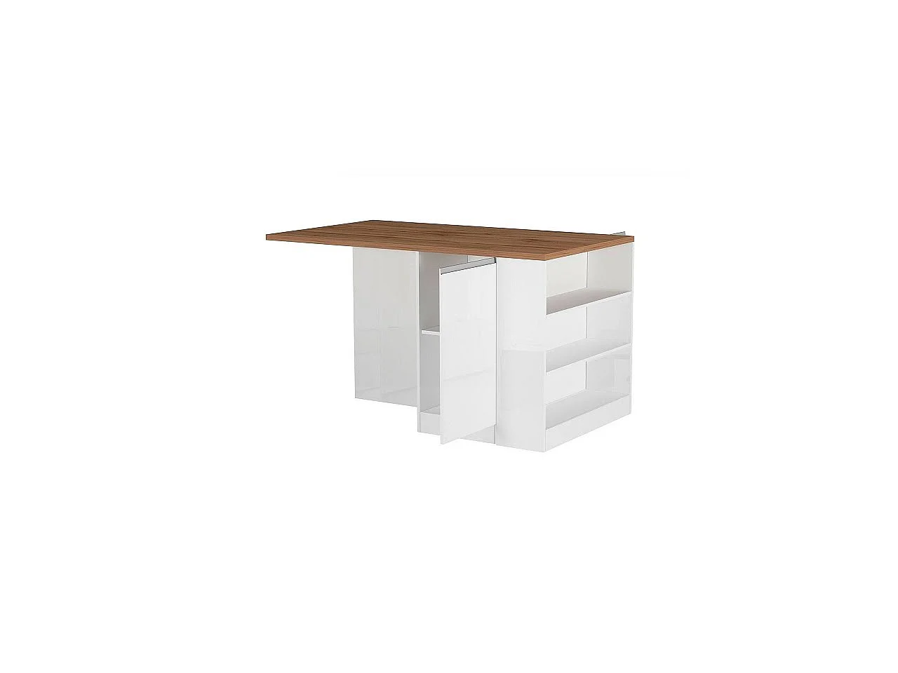 Îlot de cuisine Dcannaval, Armoire polyvalente, Meuble de kitchenette, Table auxiliaire, 100% Made in Italy, 160x90h90 cm, Blanc brillant et ardoise