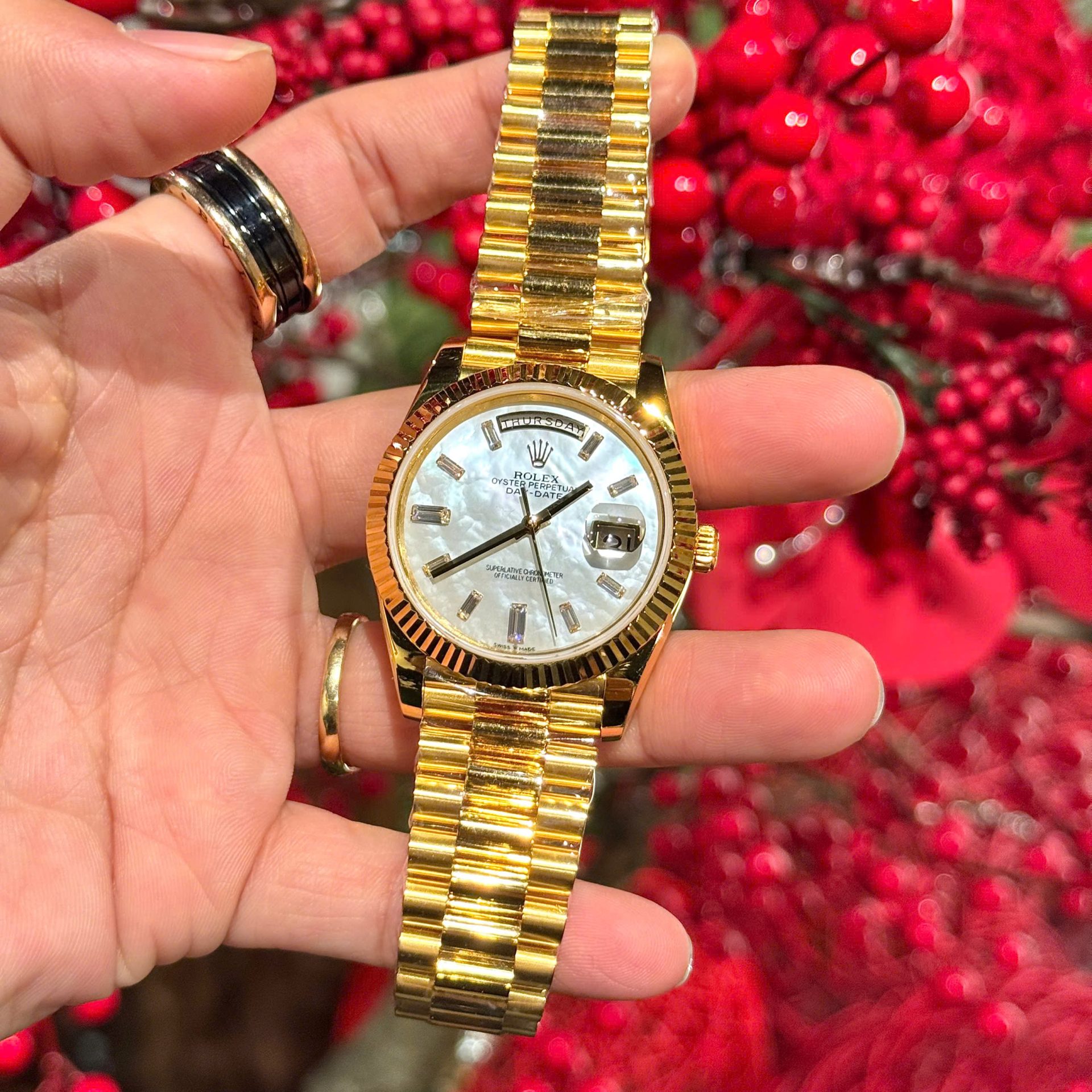 Rolex Refined Mother Of Pearl   Moissanite Diamonds Dial 18K Gold Wrapped GMF 40mm - Top club
