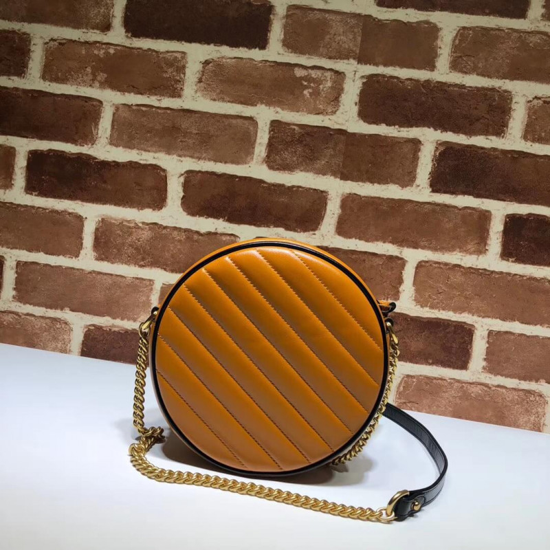 Replica Gucci Gg Marmont Mini Round Shoulder Bag 550154 Cognac1:1High-quality replica