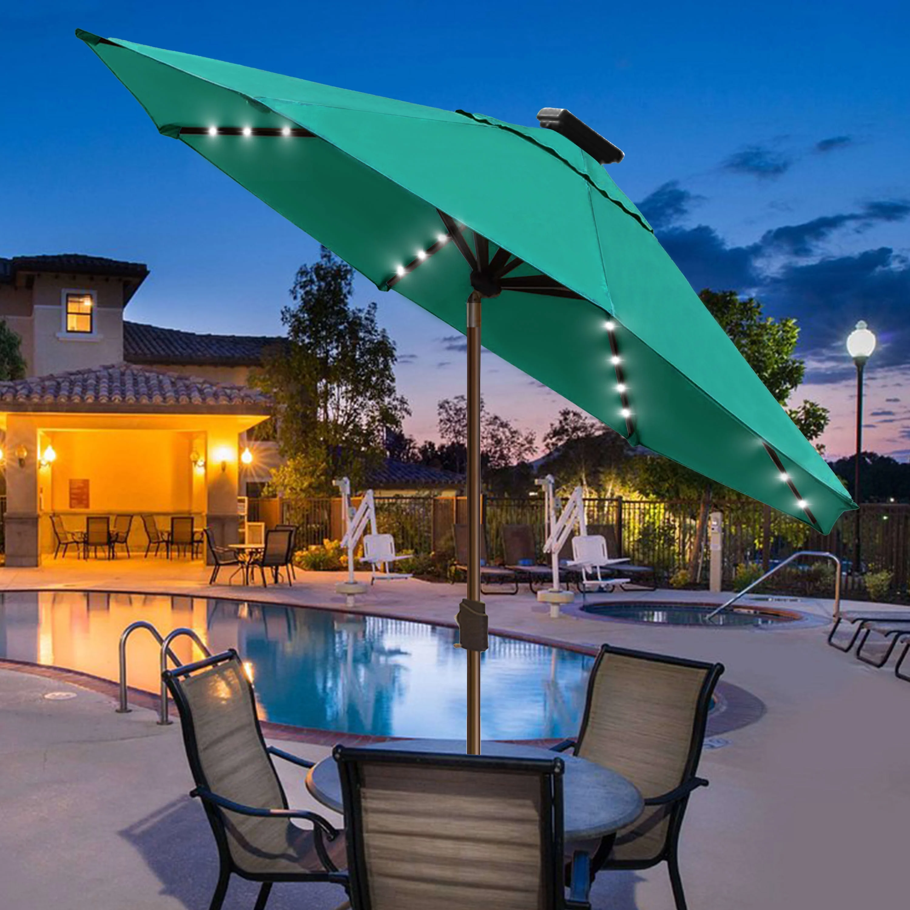 EliteShade Sunbrella Solar Umbrellas 9ft Market Umbrella with 80 LED Lights Patio Umbrellas Outdoor Table Umbrella with Ventilation and 5 Years Non-Fading Top,Ruby - Image 17