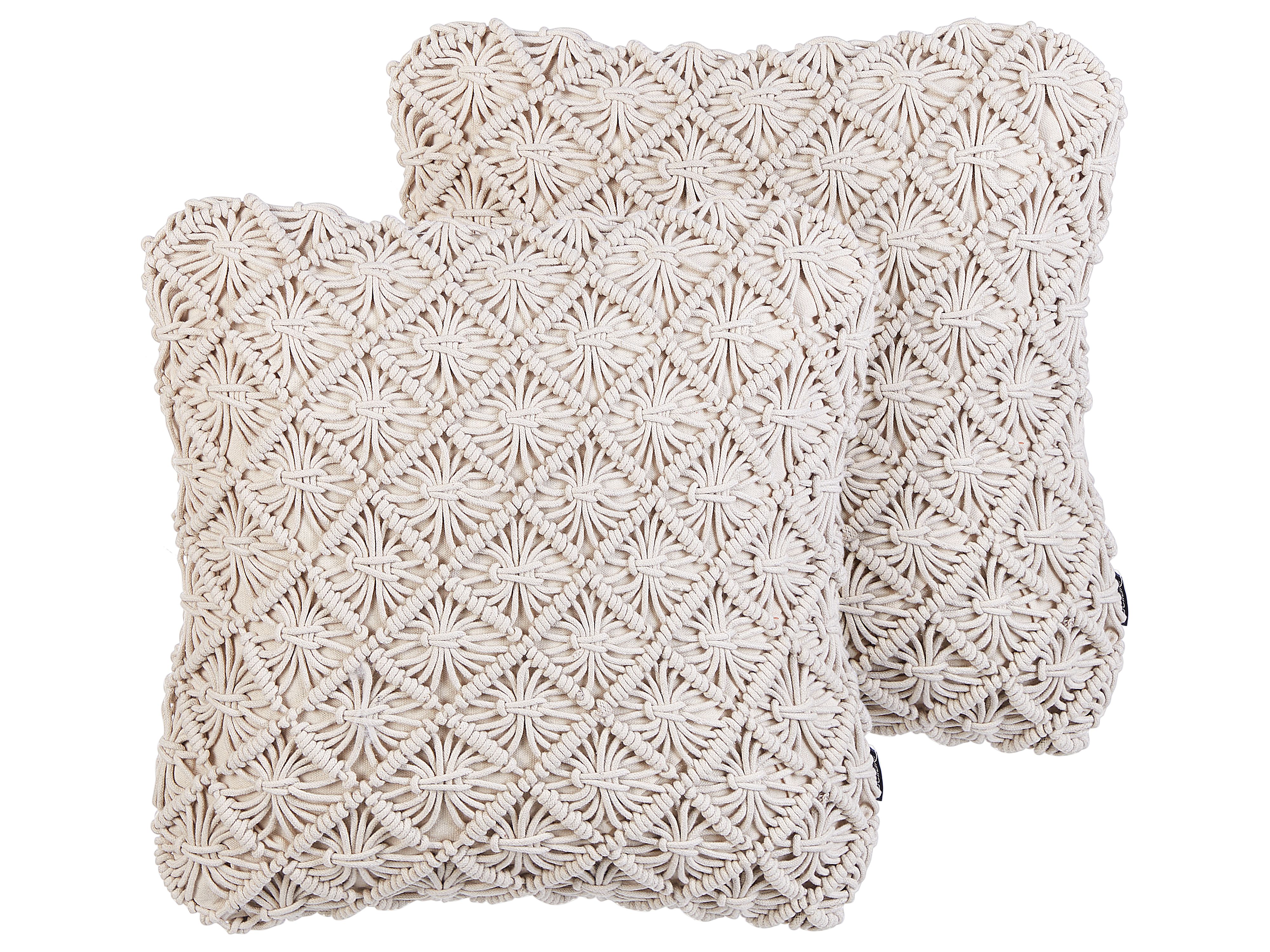 Set of 2 Decorative Cushions KIZKALESI Cotton 45 x 45 cm Light Beige Geometric Pattern