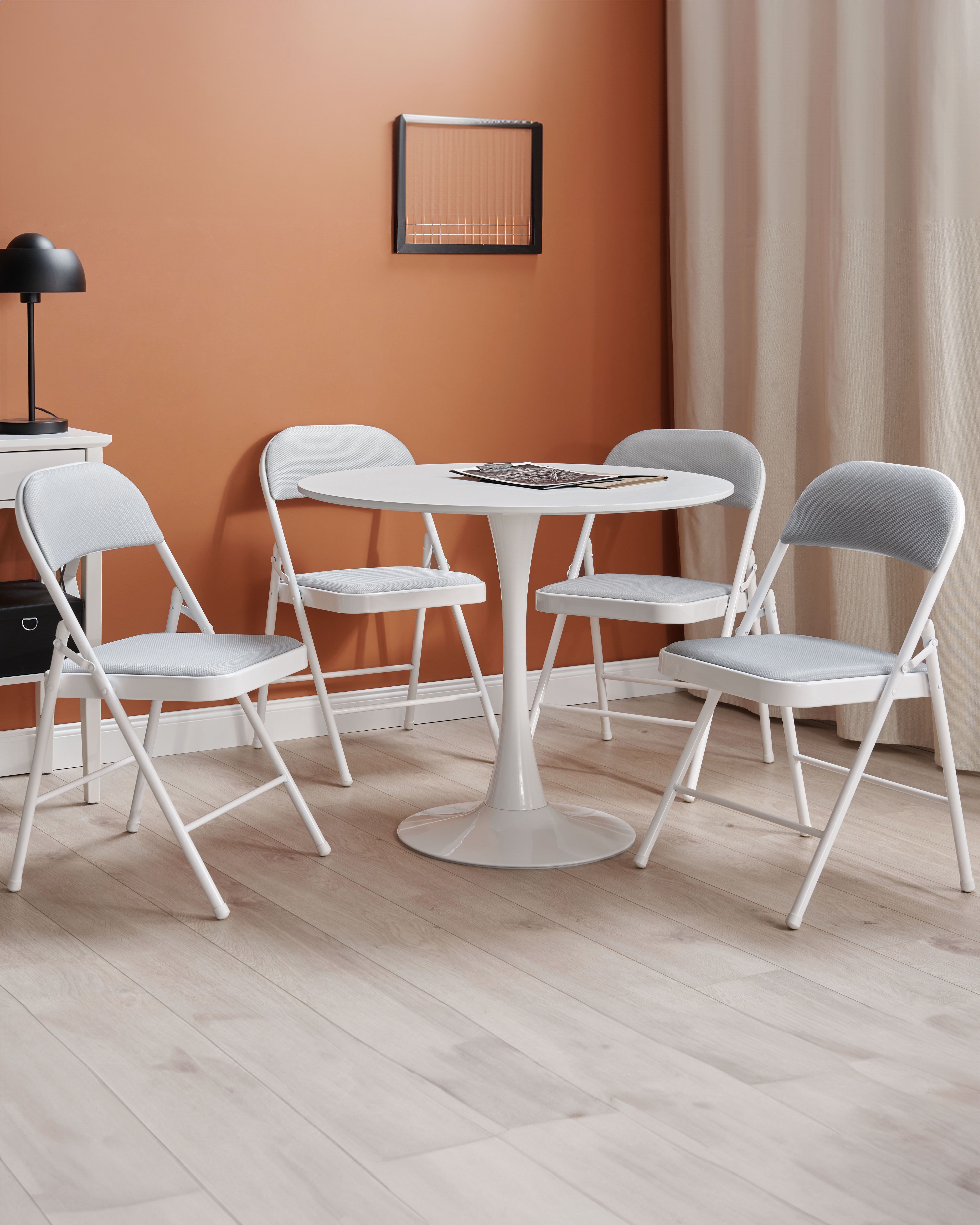 Set of 4 Folding Chairs SPARKS Light Grey