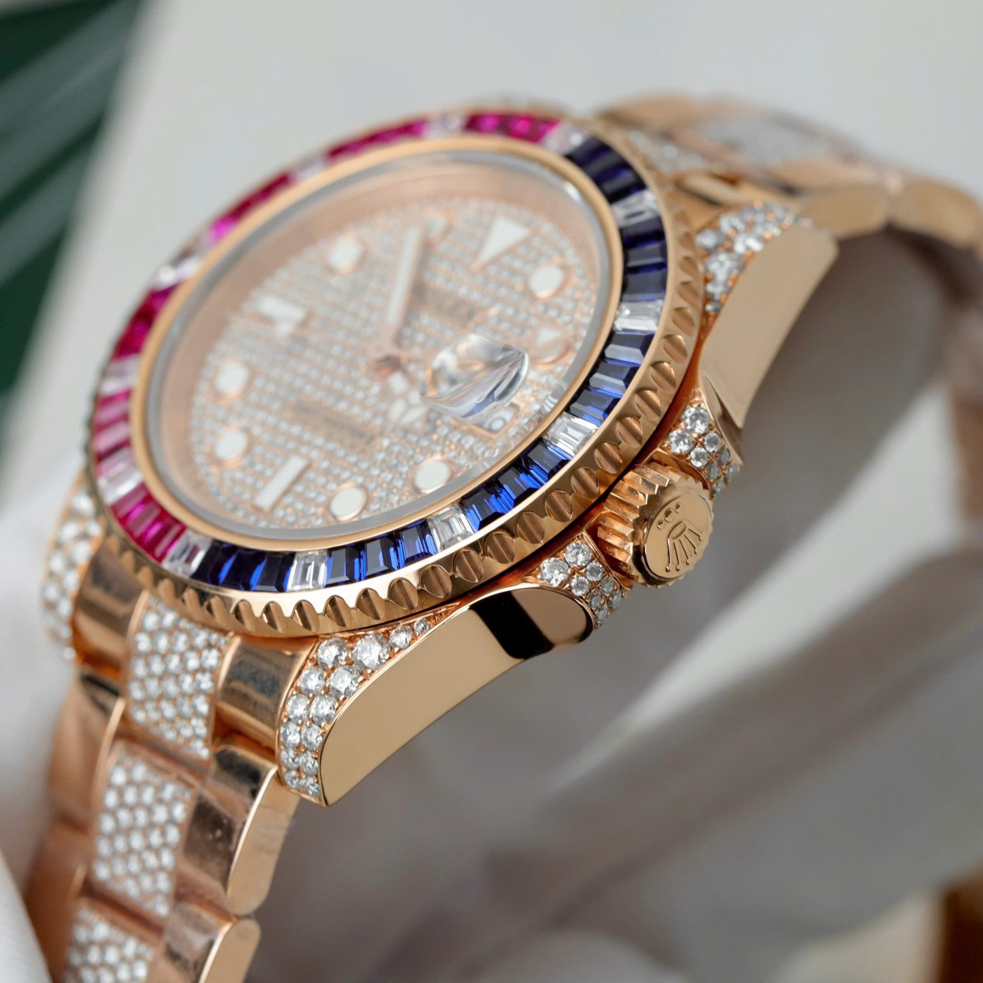 Rolex GMT-Master II 126755 SARU-DIAO Gold Wrapped Moissanite Sapphire Replica Watch 40mm - Top club