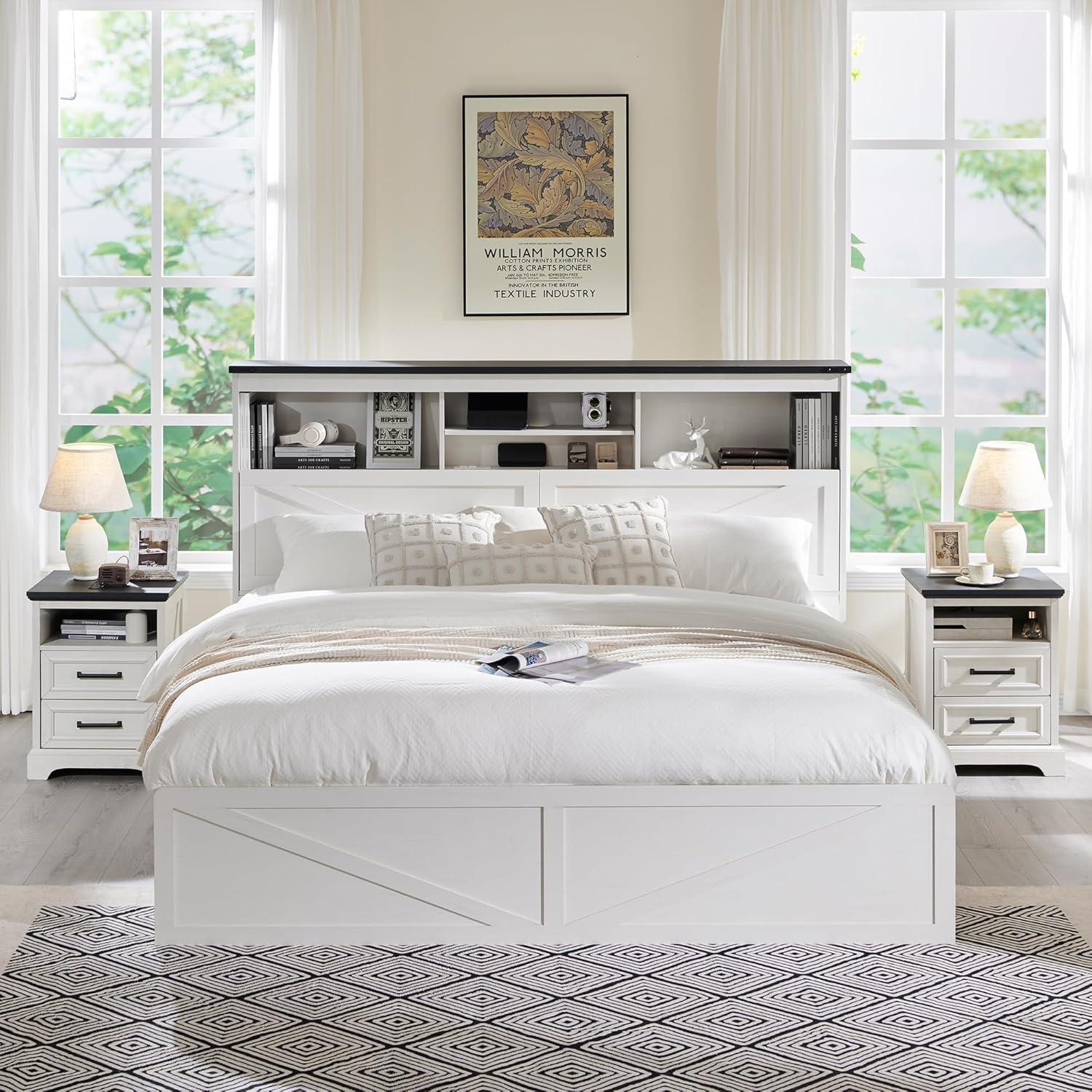 ACCOHOHO King Bed Frame Farmhouse with 52