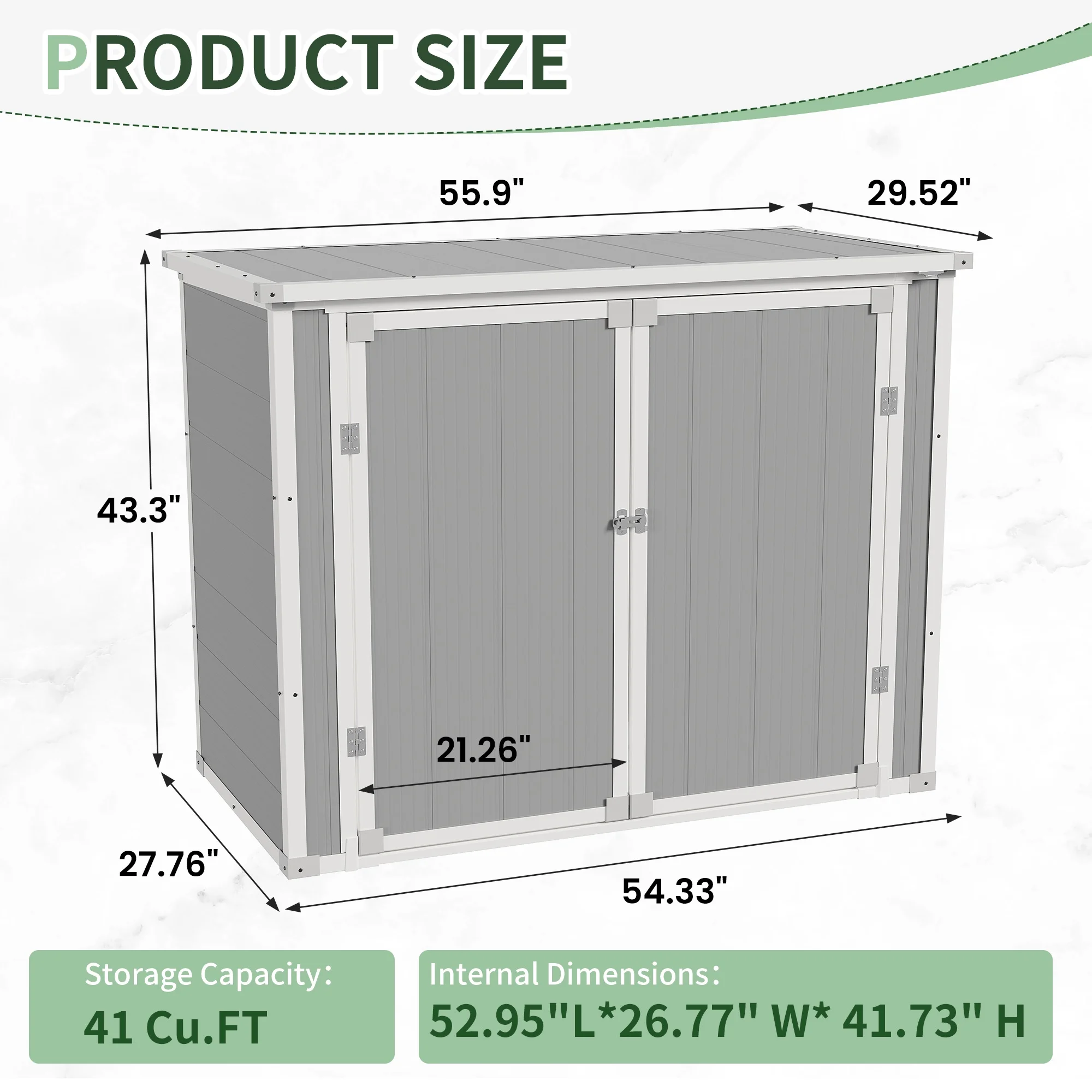 UDPATIO Outdoor Storage Shed 5x3 FT, Resin Garden Shed for Backyard, Patio, Lawn, Grey & White - Image 33