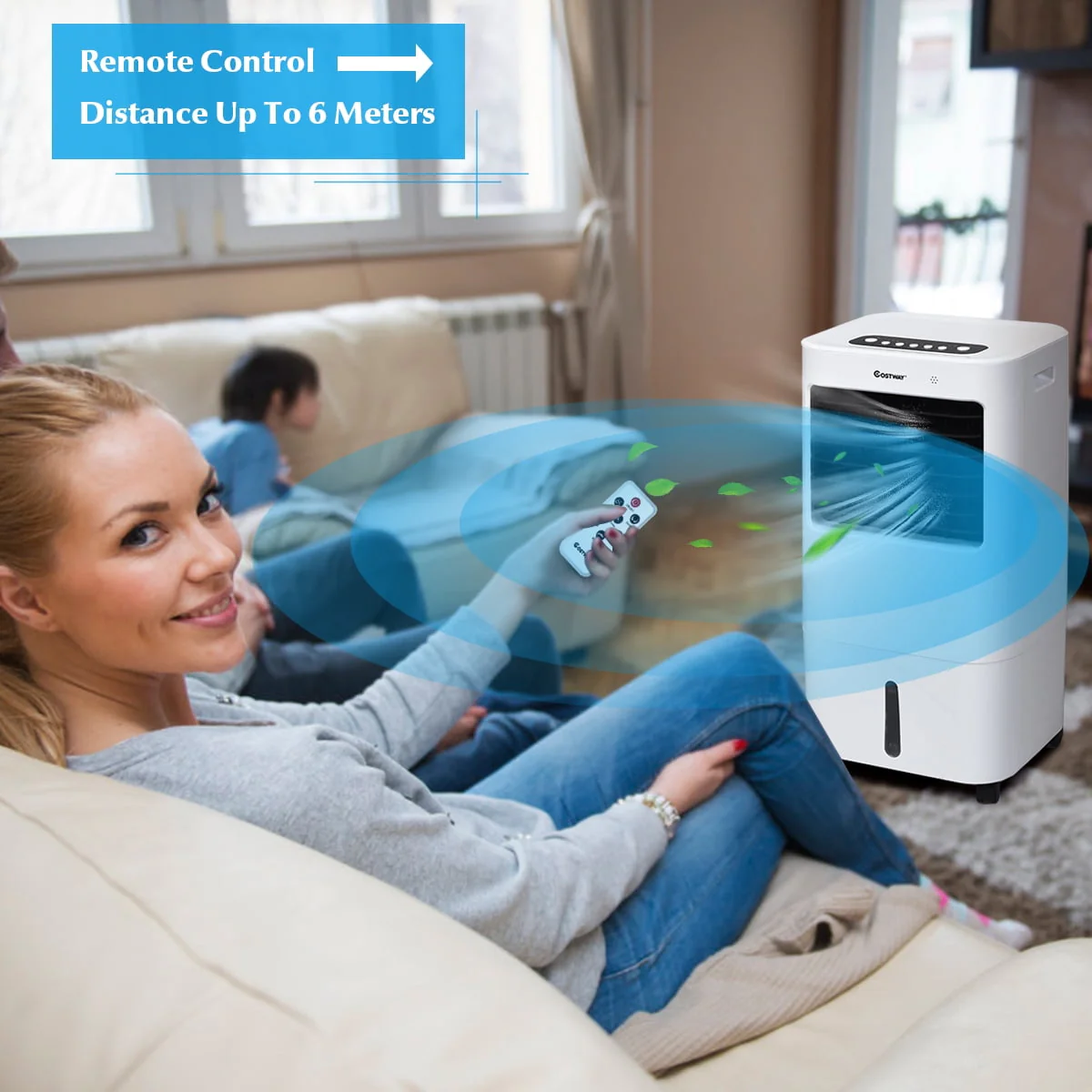 Costway Evaporative Portable Air Cooler Fan & Humidifier w/ Remote Control 7.5 Timer - Image 8