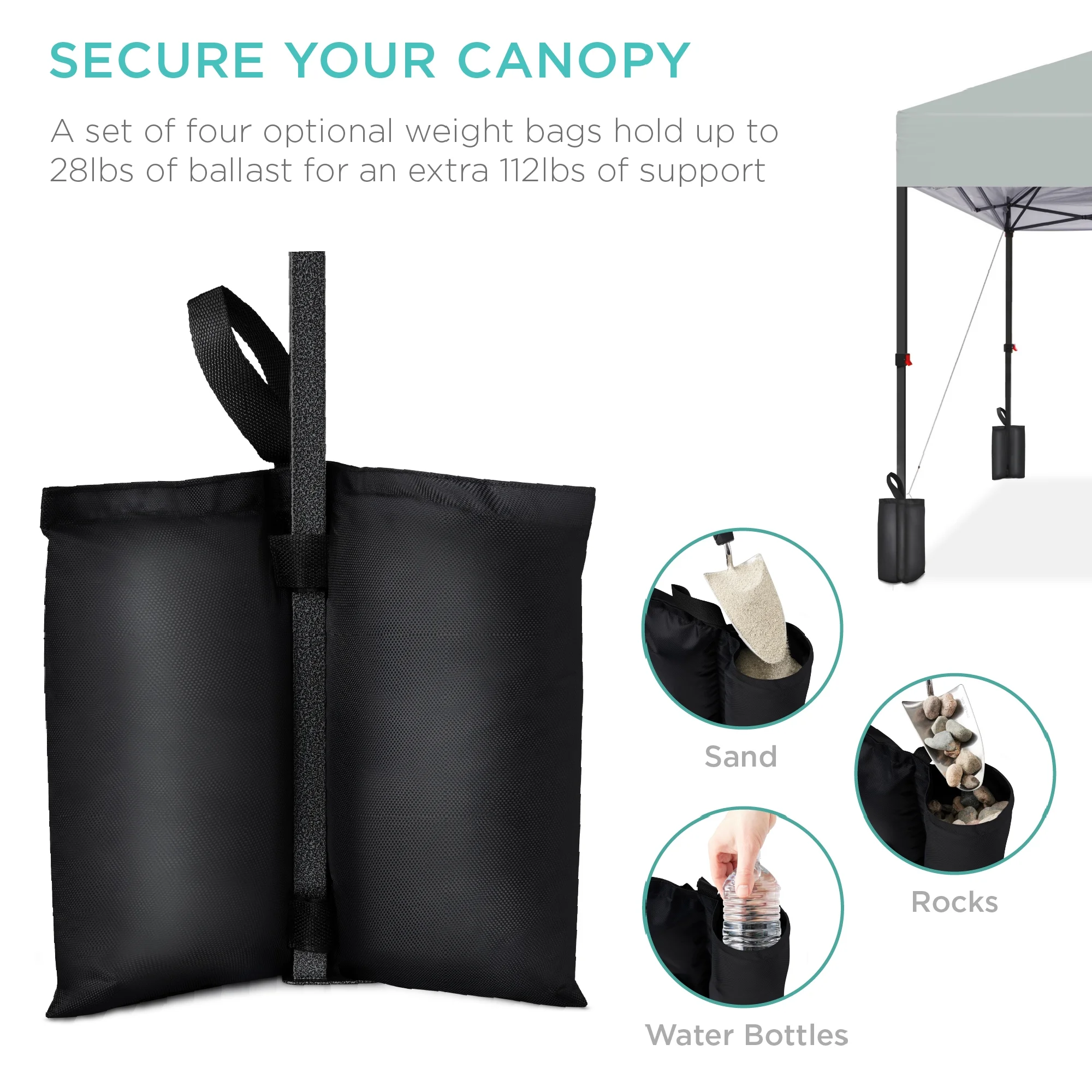 Best Choice Products 10x10ft Easy Setup Pop Up Canopy w/ 1-Button Setup, Wheeled Case, 4 Weight Bags - White - Image 241