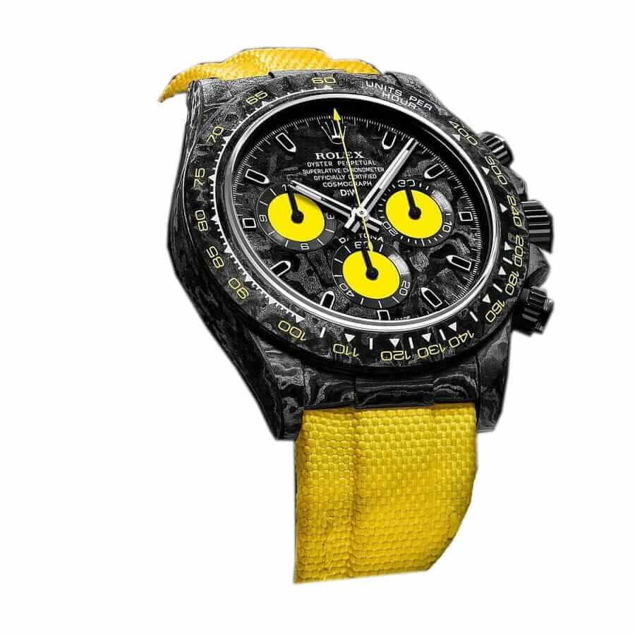 Rolex Daytona DiW NTPT Carbon 46490 Lemon Edition Replica - Elite Watch Atelier