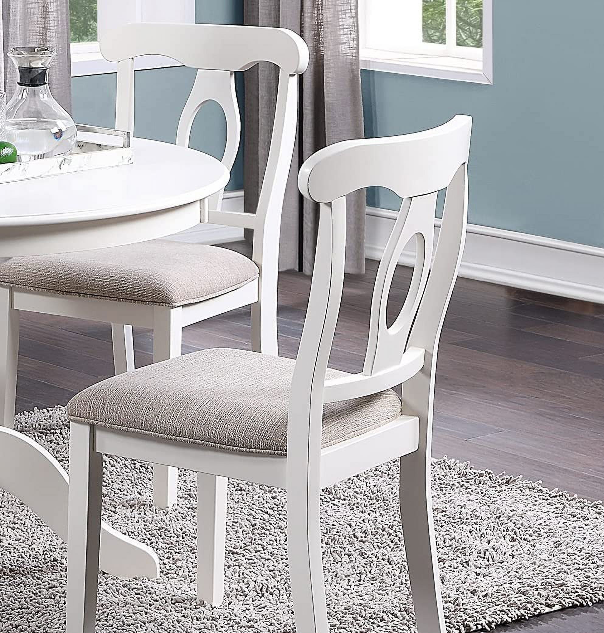 Sumdeal 5-Piece Farmhouse Dining Table Set, Wood Round Extendable Dining Table and 4 Upholstered Dining Chairs (Espresso-1Table 4 Chairs) - Image 20
