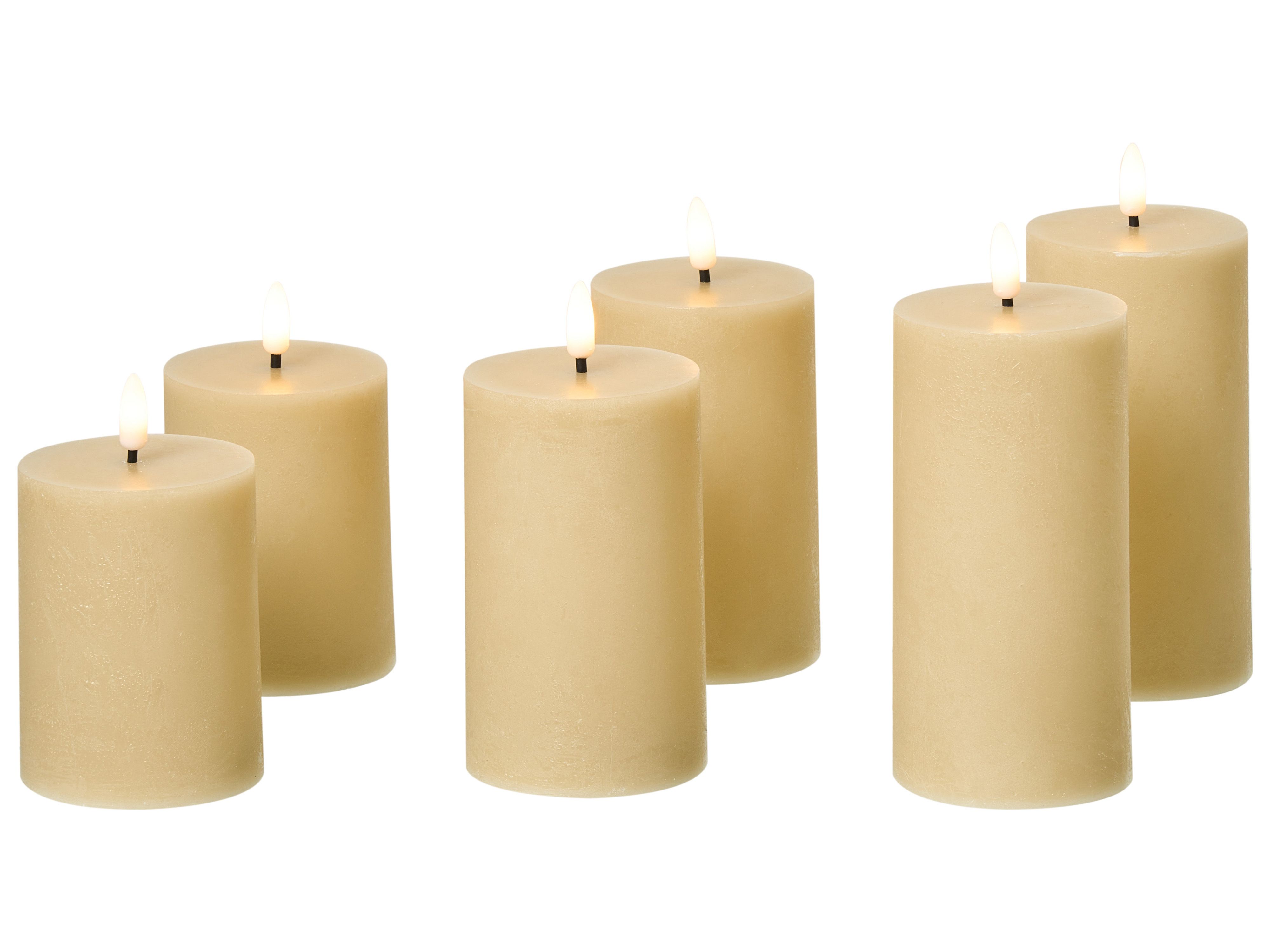 Set of 6 LED Candles BRAISE 10/13/15 cm Beige
