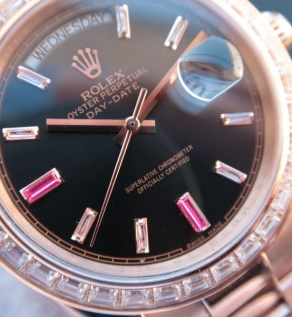 Replica Rolex Noob Day-Date 218399 RG Black Dial Bracelet A3255 - Top club