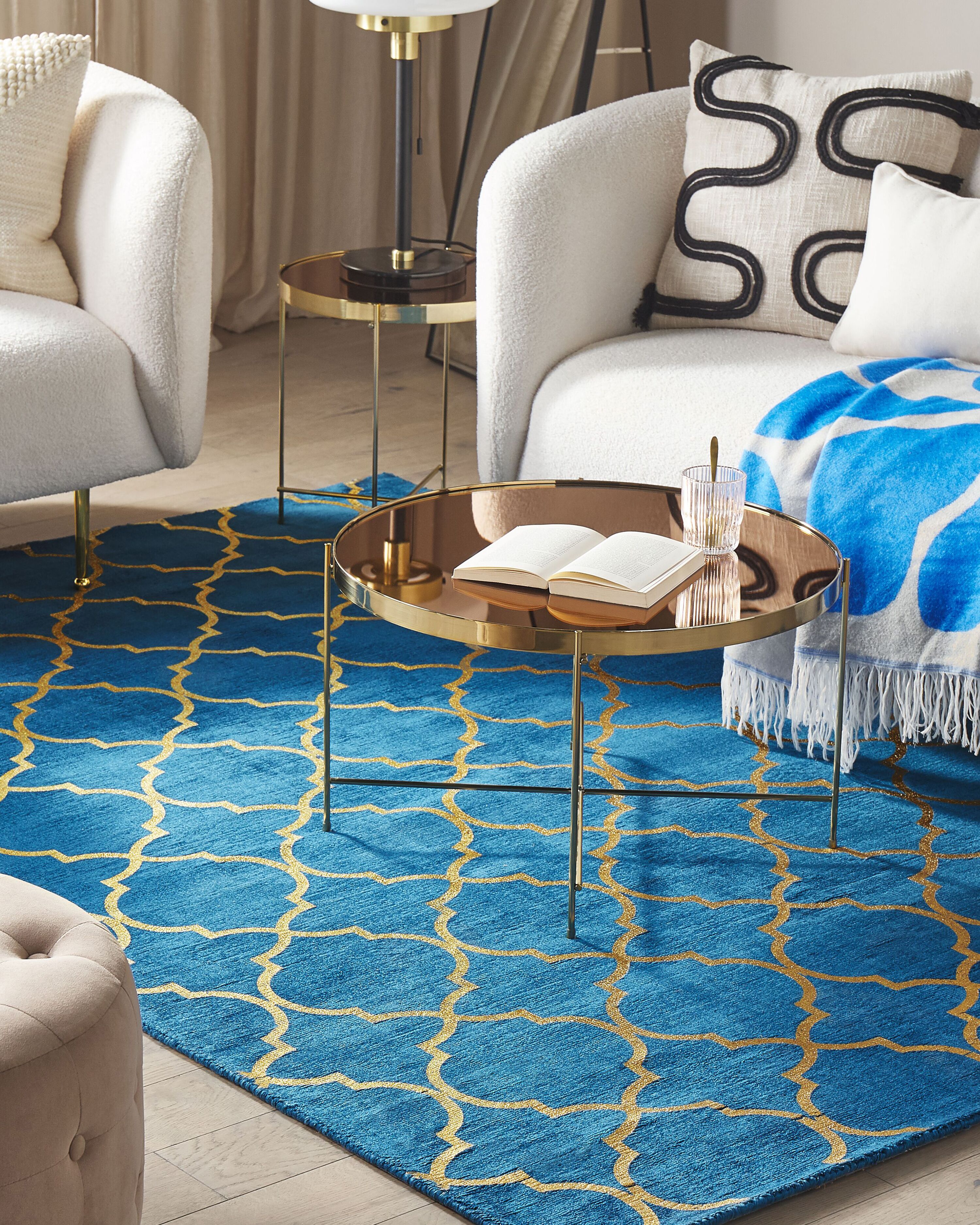 Rug YELKI Blue 160 x 230 cm Viscose