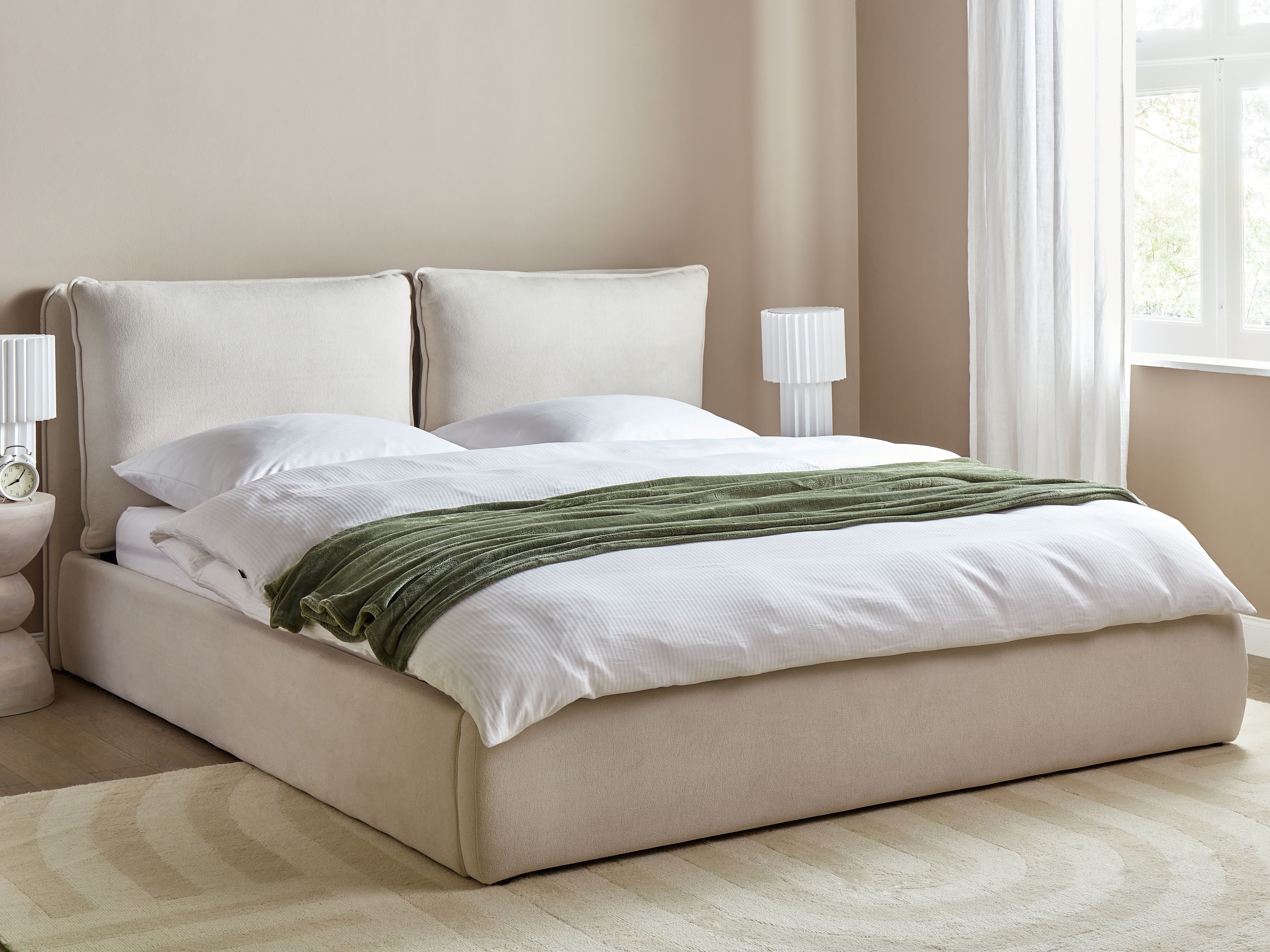 Ottoman Bed Fabric BAJONNA 180 x 200 cm (EU Super King) Light Beige