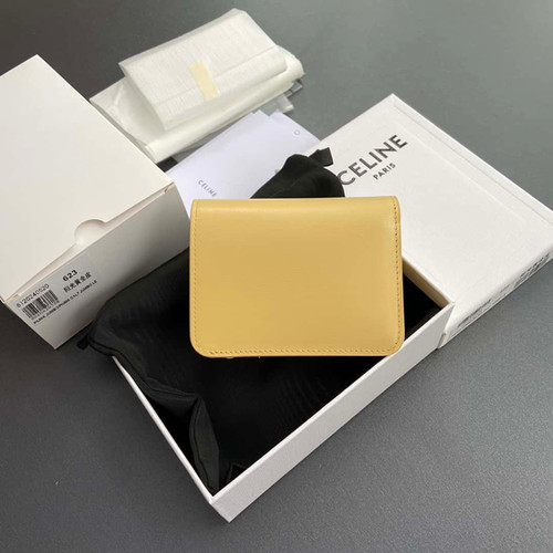 Celine TRIOMPHE shiny cow leather short wallet
