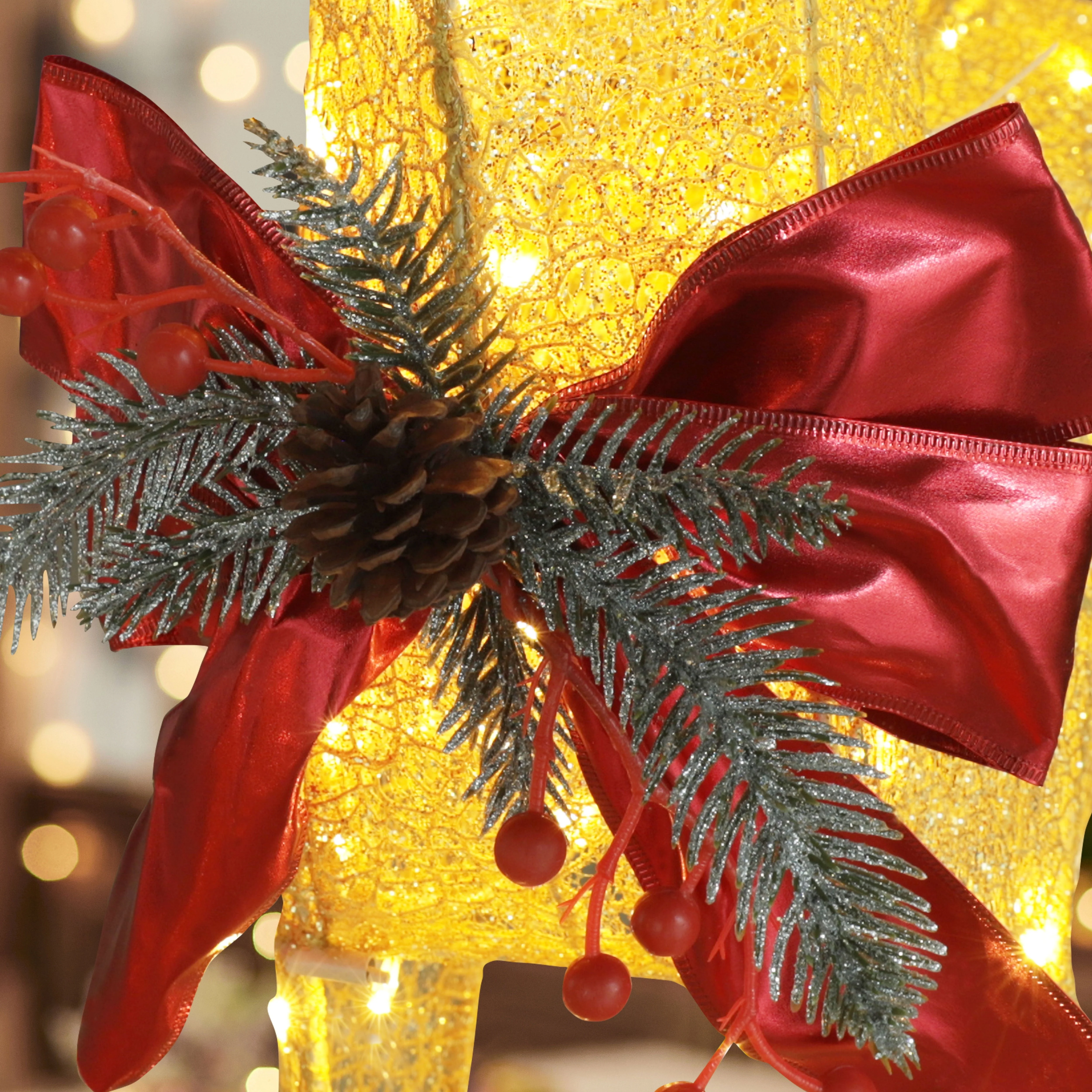 VEIKOUS Christmas Lighted Deer Family Set Outdoor Decor w/ 200 Warm Lights Reindeer Christmas Decor, Ground Stakes and Zip Ties, Gold - Image 7