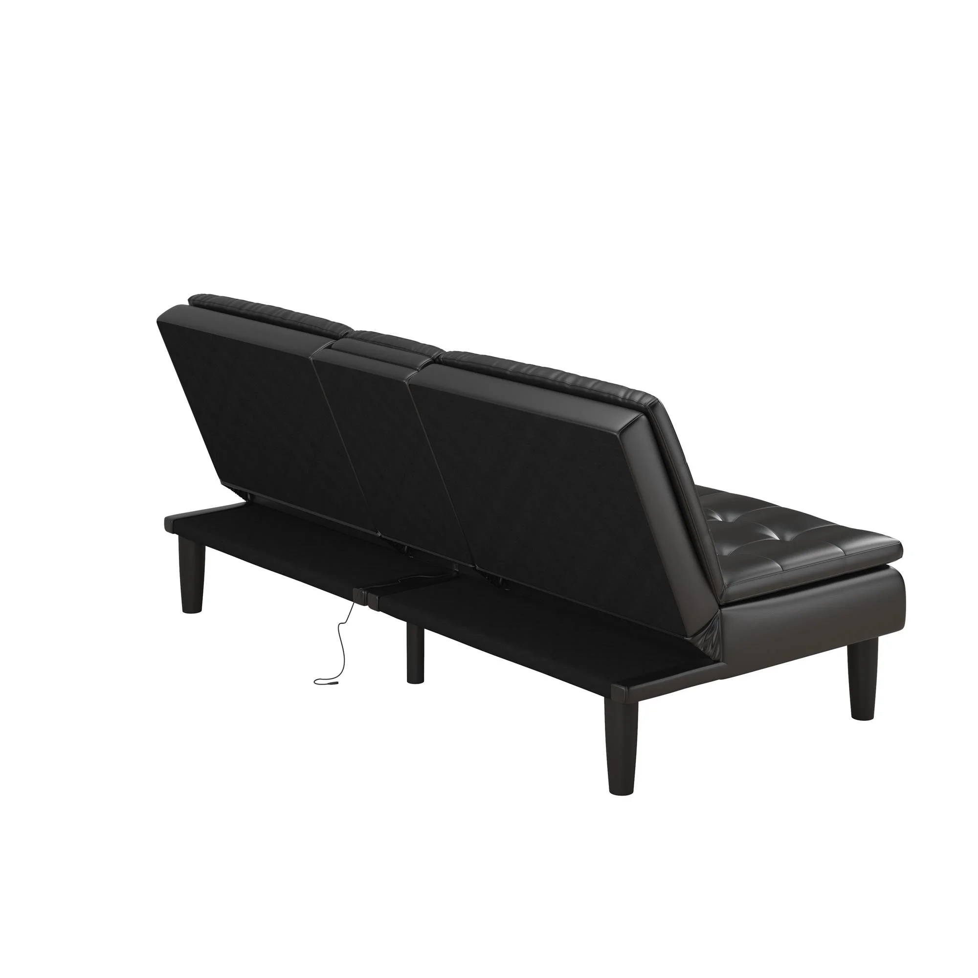 Mainstays Memory Foam 71.5" Futon with Cupholder and USB, Black Faux Leather - Image 26