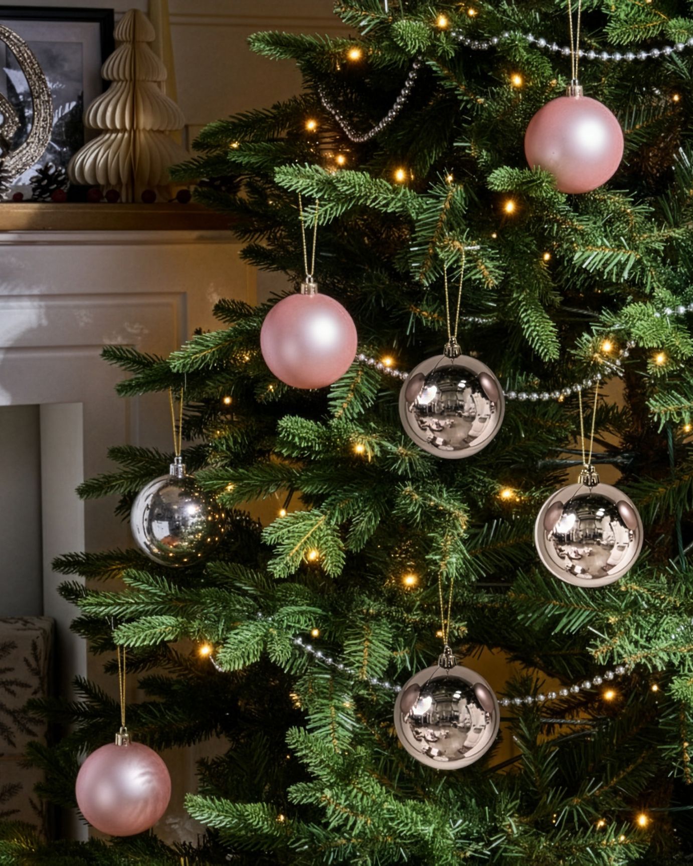 Set of 36 Baubles BYGDIN Pink