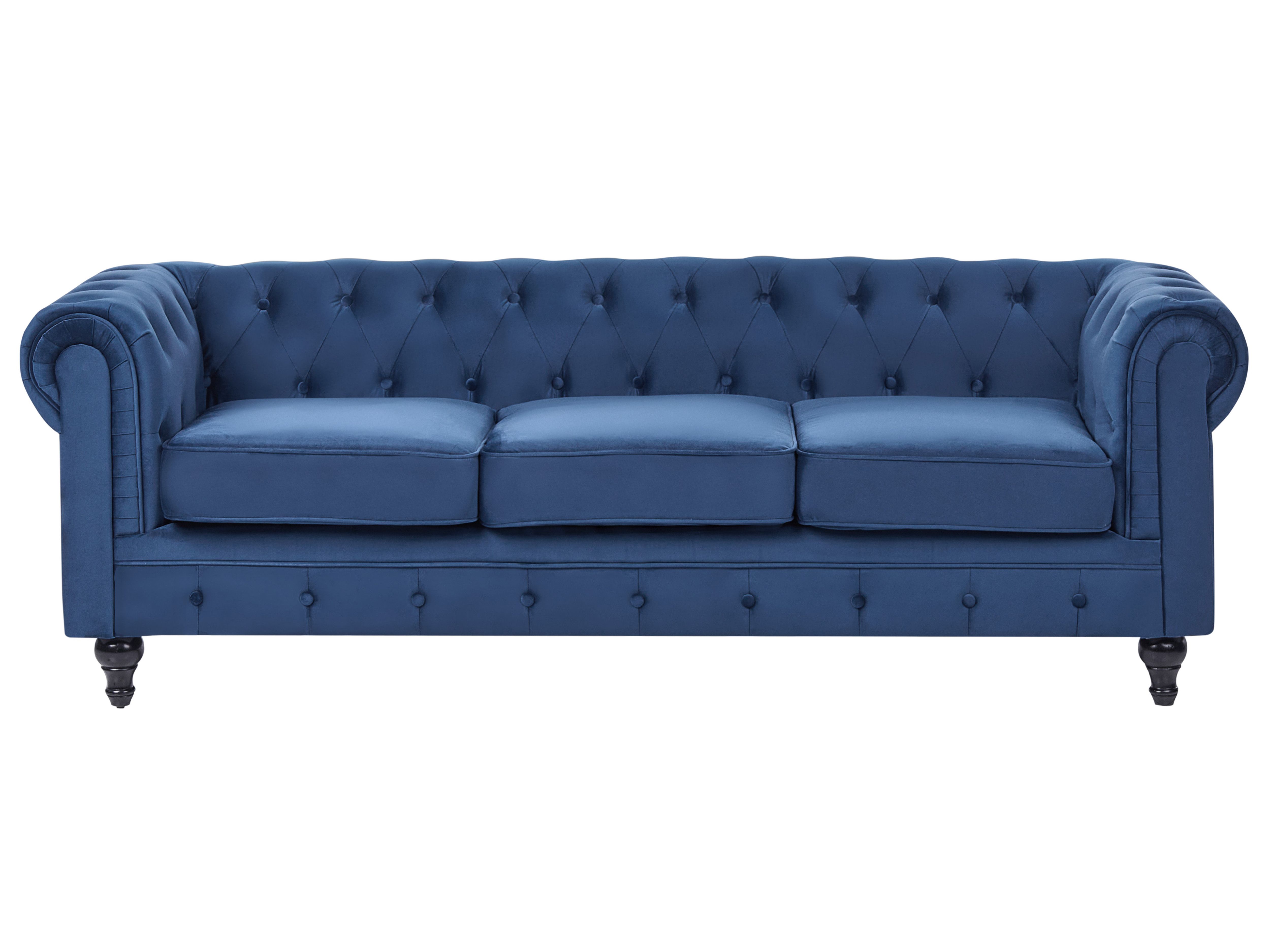 Sofa 3 Seater CHESTERFIELD Velvet Navy Blue
