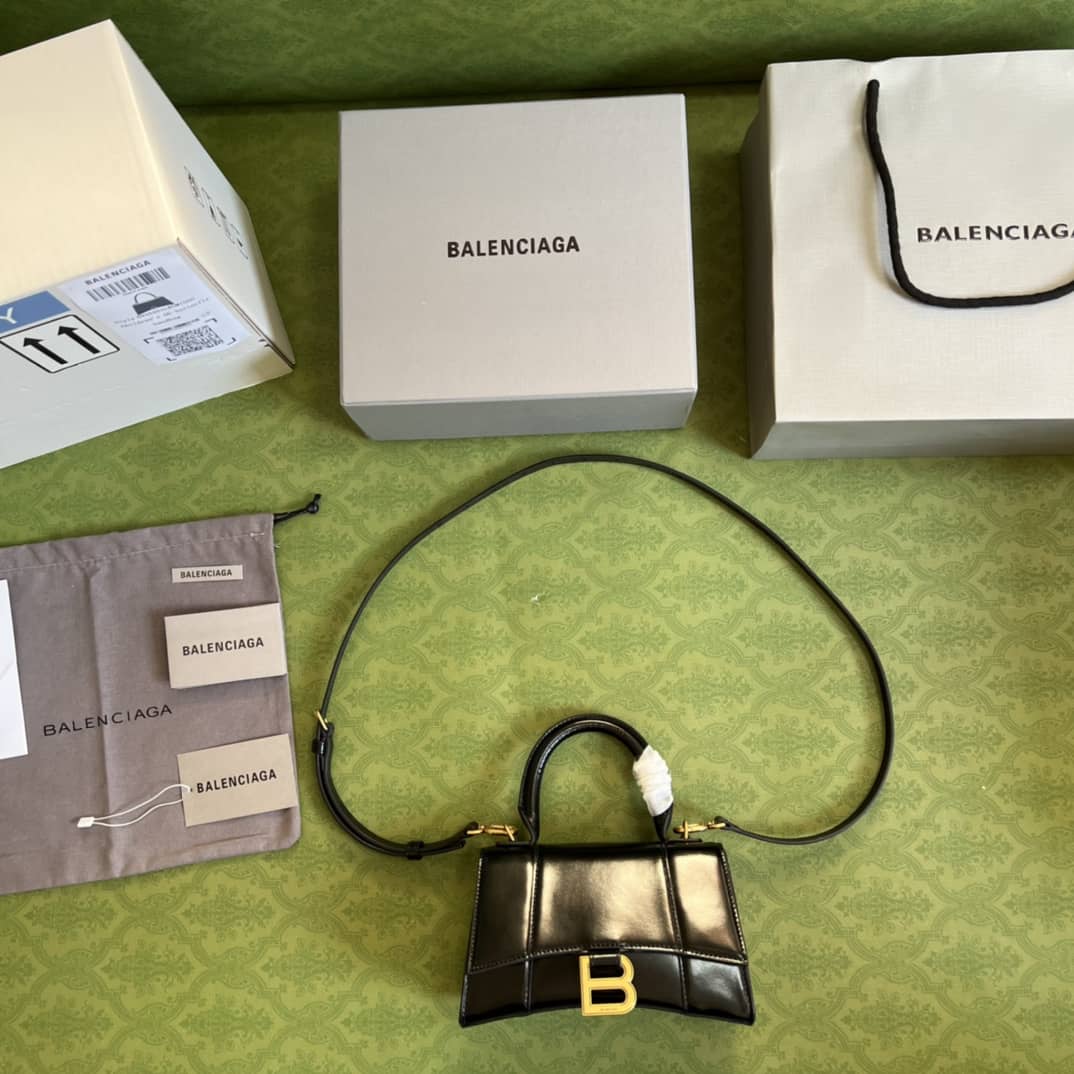 Balenciaga Hourglass Leather Top Handle Replica Bag - Replicaclubs